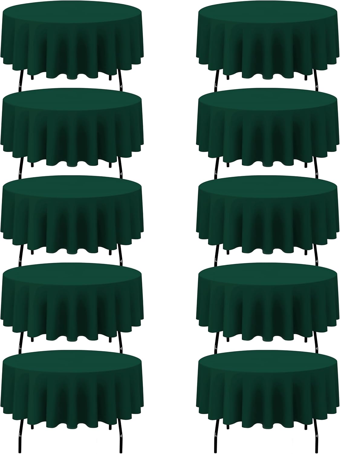 BRILLMAX 10 Pack Hunter Green Round Tablecloths 90 Inch - Circle Bulk Linen Polyester Fabric Washable Table Cloth Cover for Wedding Reception Banquet Birthday Party Buffet Restaurant