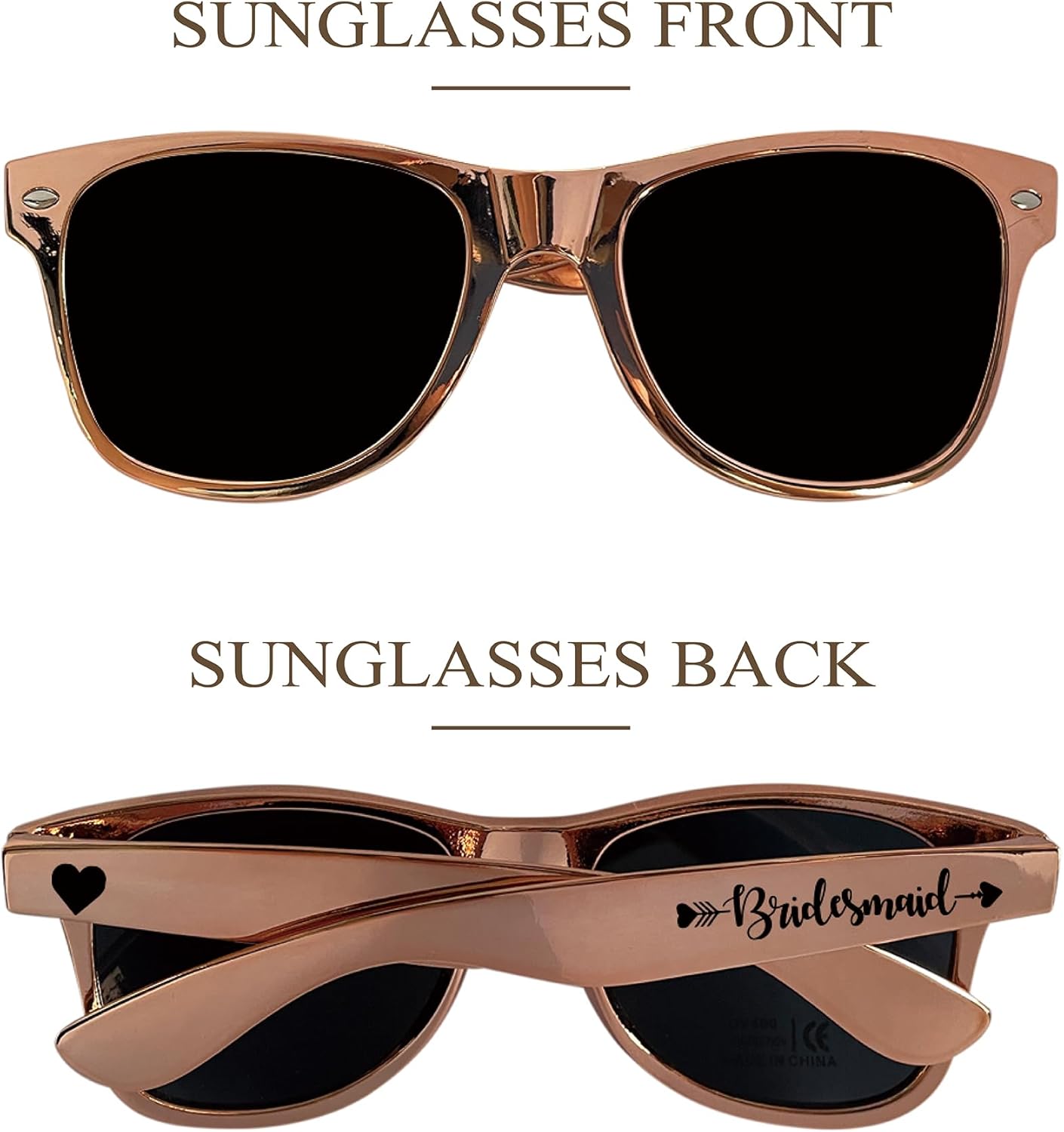 LADY&HOME 10 Pack Bachelorette Sunglasses,Bride Bridesmaid Sunglasses for Bachelorette Party Favors Bridal Shower Supplies (Rose Gold)