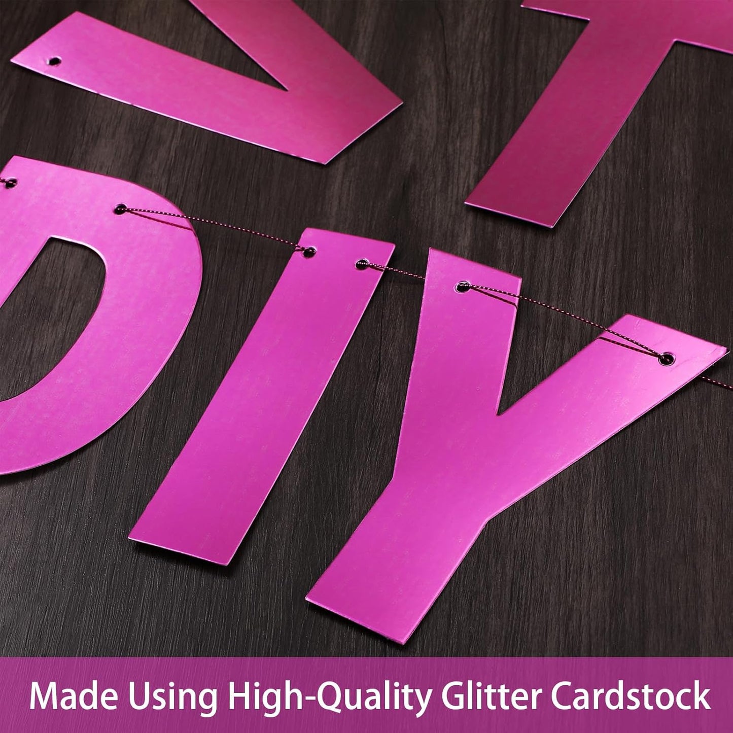 TaoBary 112 Pcs DIY Letter Kit Glitter Customizable Banner Letters Include 107 Letters and Numbers 3 Rope and 2 Needles for Birthday Halloween Christmas Wedding Valentine Party Decor(Bright Pink)