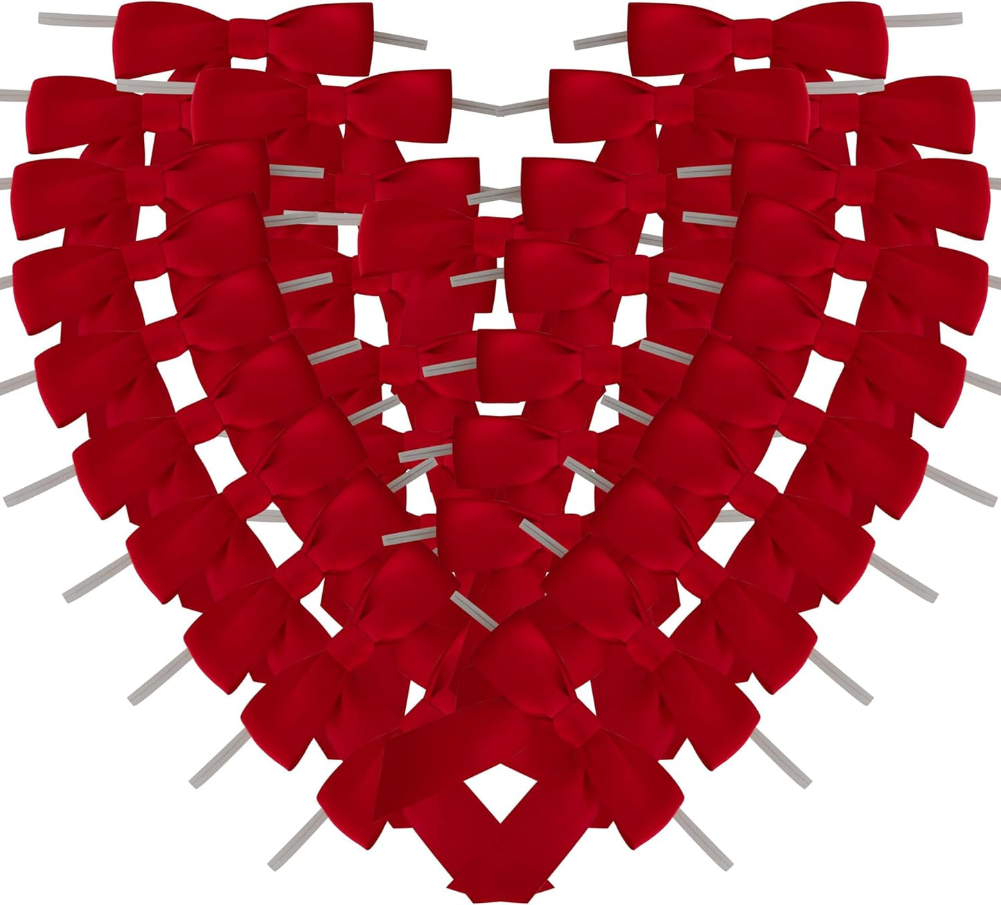 50pcs 3-1/2" Red Satin Ribbon Bows with Twist Ties Giant Bows for Christmas Holiday Gift Packing&Wrapping (Red)