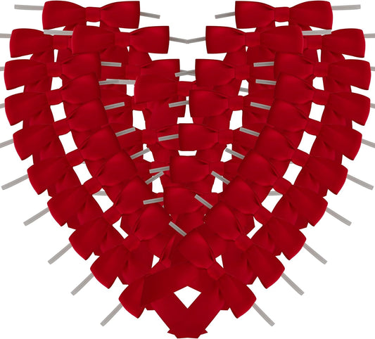 50pcs 3-1/2" Red Satin Ribbon Bows with Twist Ties Giant Bows for Christmas Holiday Gift Packing&Wrapping (Red)