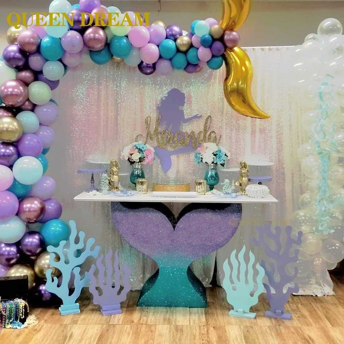 White Iridescent Sequin Curtains 10ftx10ft Photo Booths Backdrop for Birthdays Mermaid Party Wall Decorations