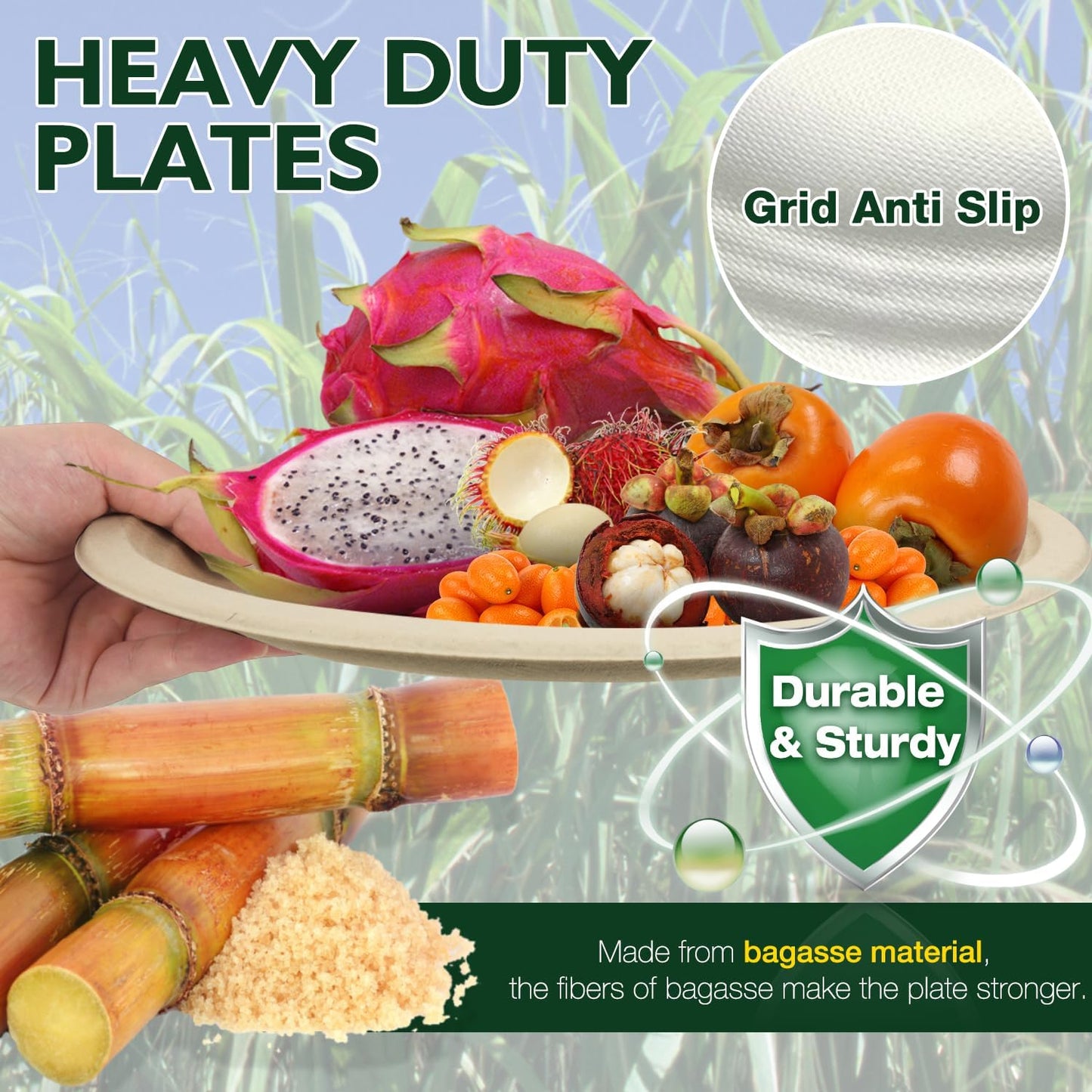 Ginkgo 100 Pack Oval Heavy Duty Paper Plates 12 Inch, Disposable Large Paper Plates Bulk for BBQ, Party, Picnic, Dessert, Thanksgiving and Every Day