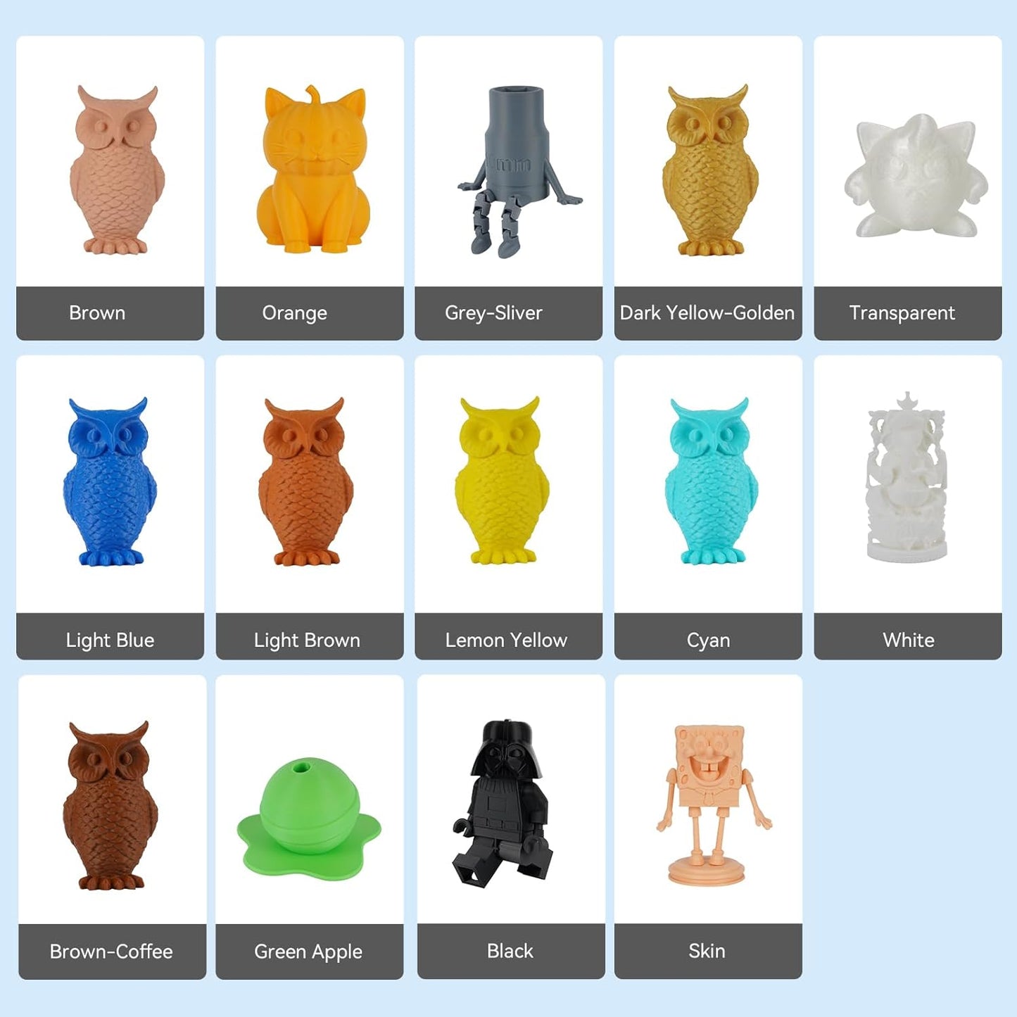 Kingroon PLA Filament 1.75mm 3D Printer Filament 1kg Pla Filament Dimensional Accuracy +/- 0.02mm, Fit Most FDM Printer,Skin