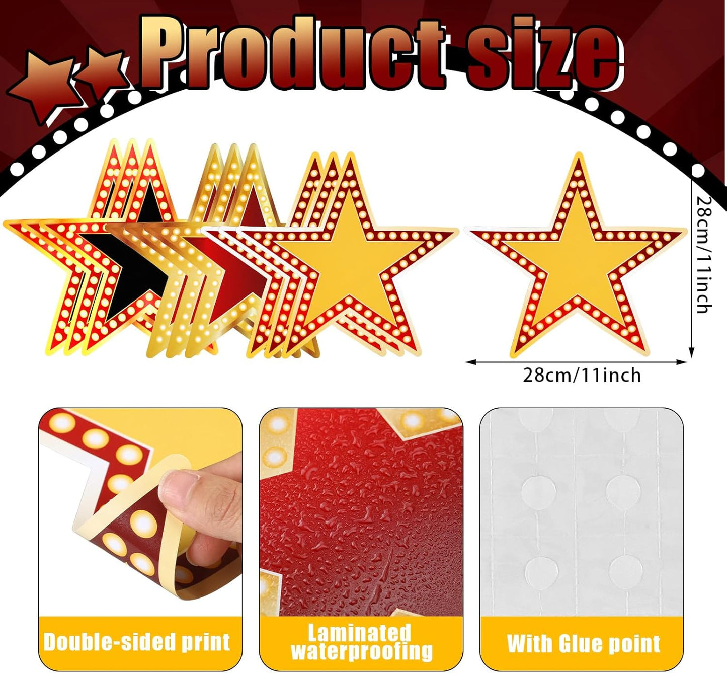 Geosar 48 Pcs Movie Star Cardboard Red Carpet Awards Night Cutouts Confetti Cutouts for Bulletin Board Movie Party Decoration Supply Wall (11 Inch)