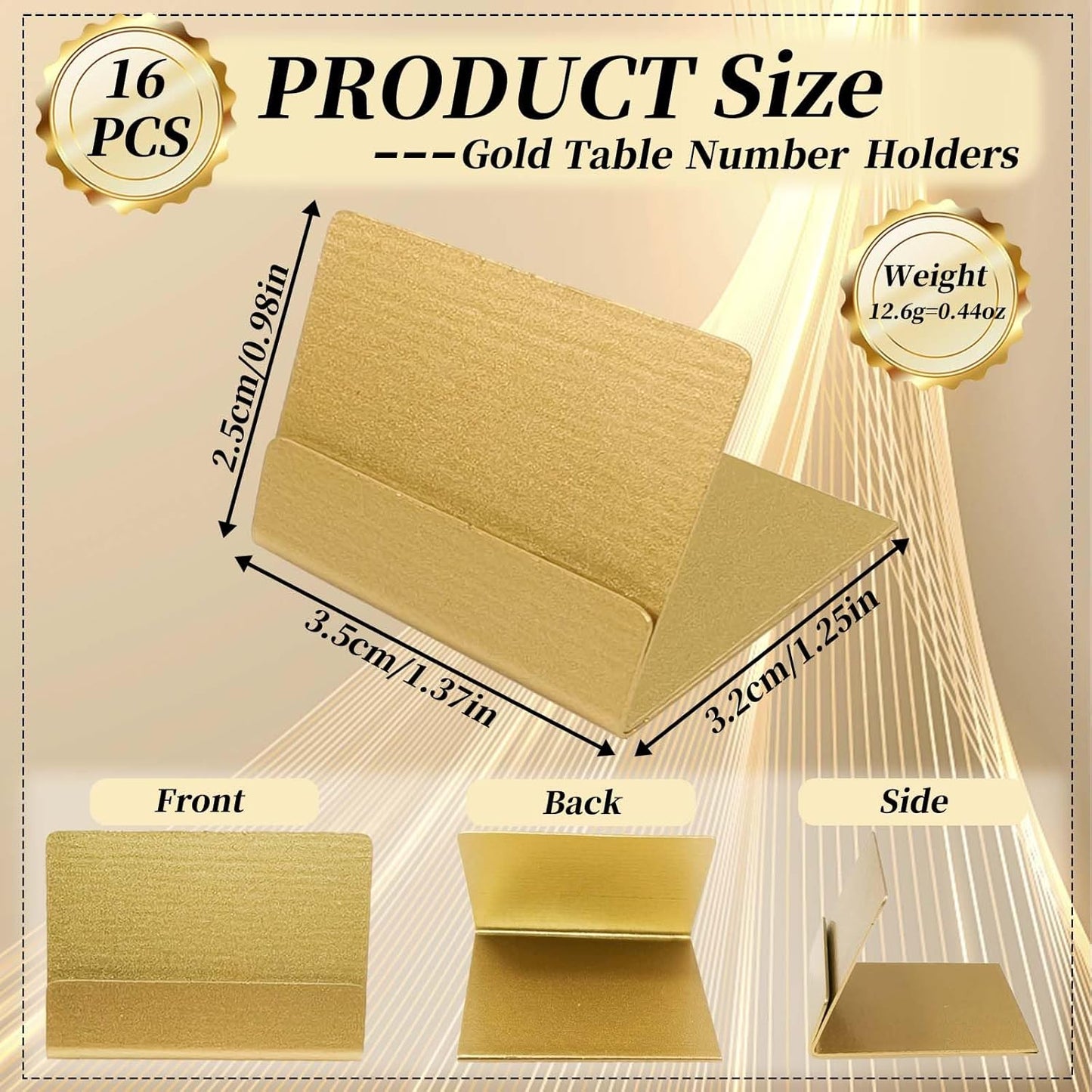 Tinsow 16 Elegant Gold Table Number Holders, Perfect Metal Place Card Stands and Picture Frame Display for Wedding Reception, Anniversary, Birthday Party Decorations