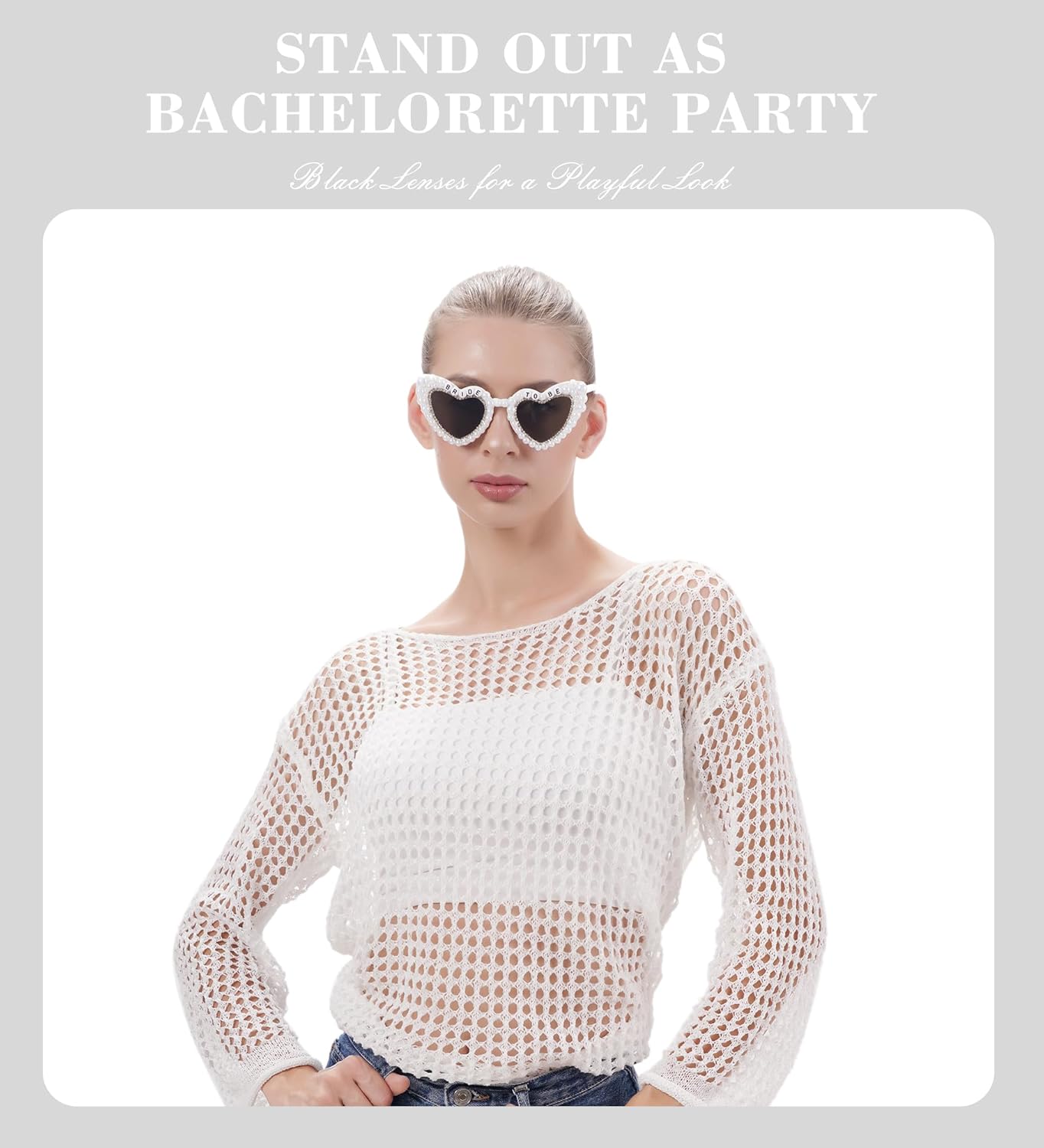 Bride Sunglasses for Bachelorette White Heart Glasses for Bride to Be Gift, Bachelorette Accessories Party Favors