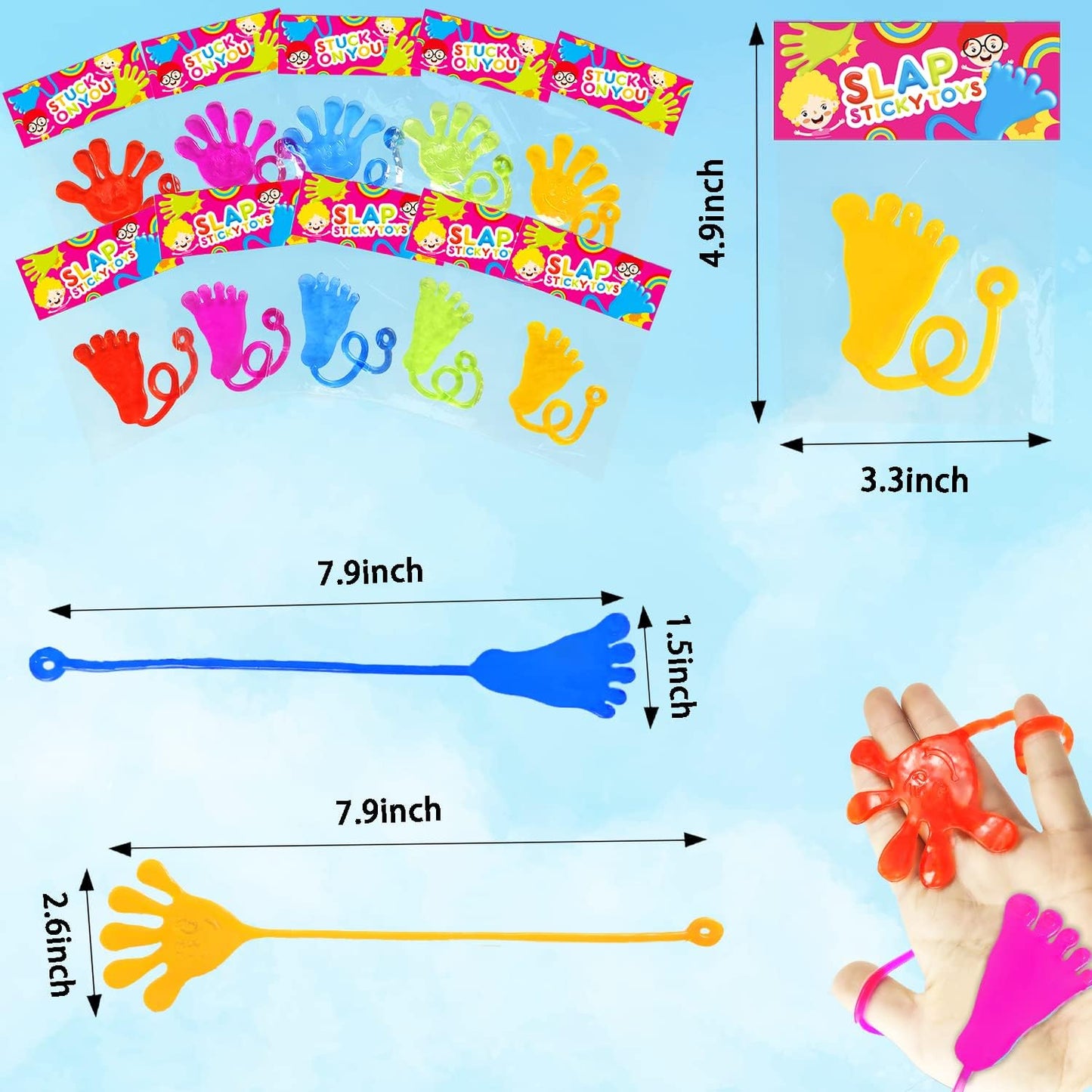 Bulk Party Favors Goody Bag Stuffers for Kids (200 PCS), Halloween Large Sticky Hands & Feet Pinata for Toddlers, Preschool Toys Gifts Non Candy Treats Prizes Supplies Giveaways Handout for Boys Girls