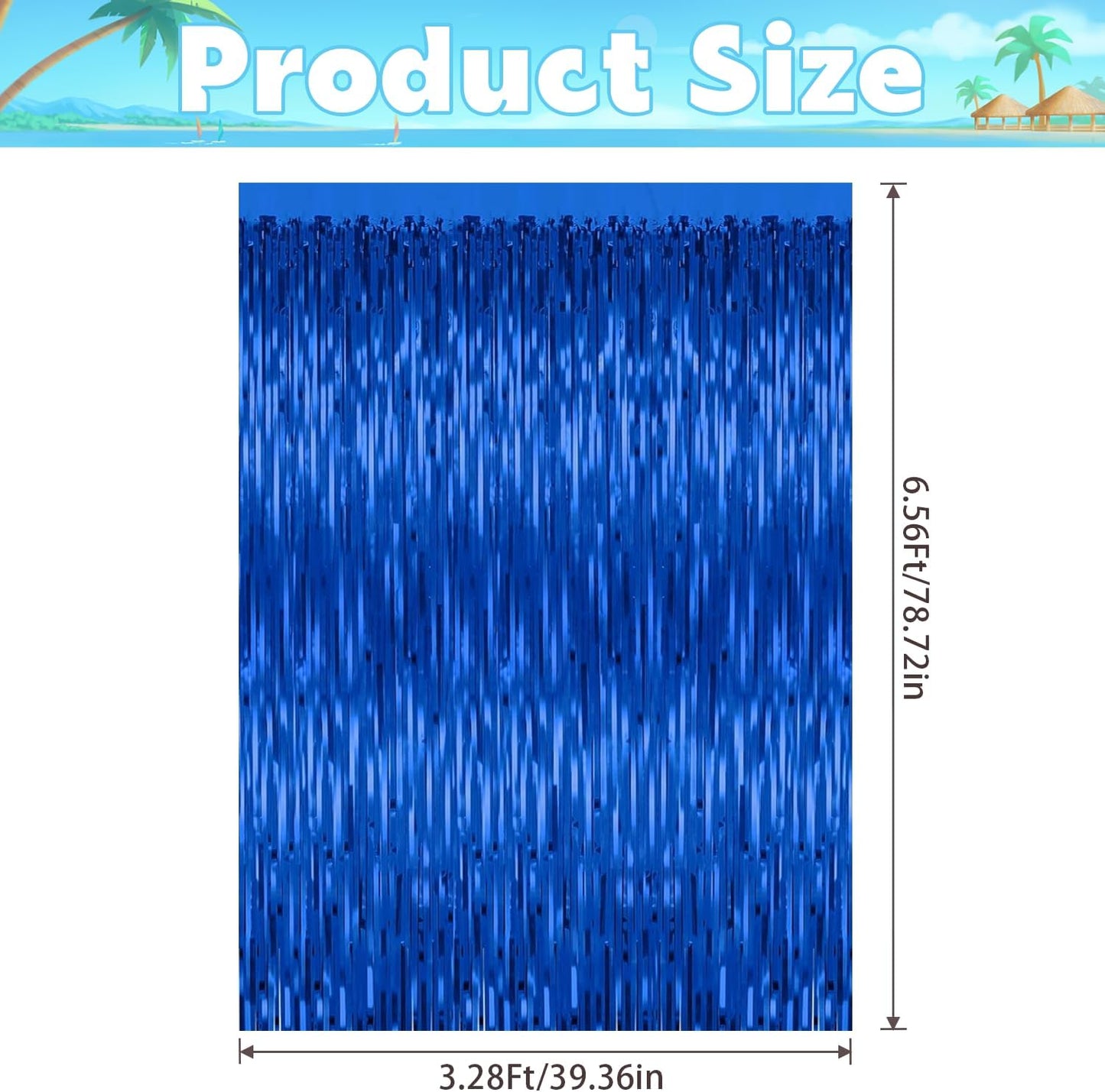 5 Pack Blue Backdrop Curtain Tinsel Streamers Ocean Themed Decor Birthday Party Decorations Foil Fringe Backdrop Graduation Baby Shower Bachelorette Winter Party Decorations Supplies