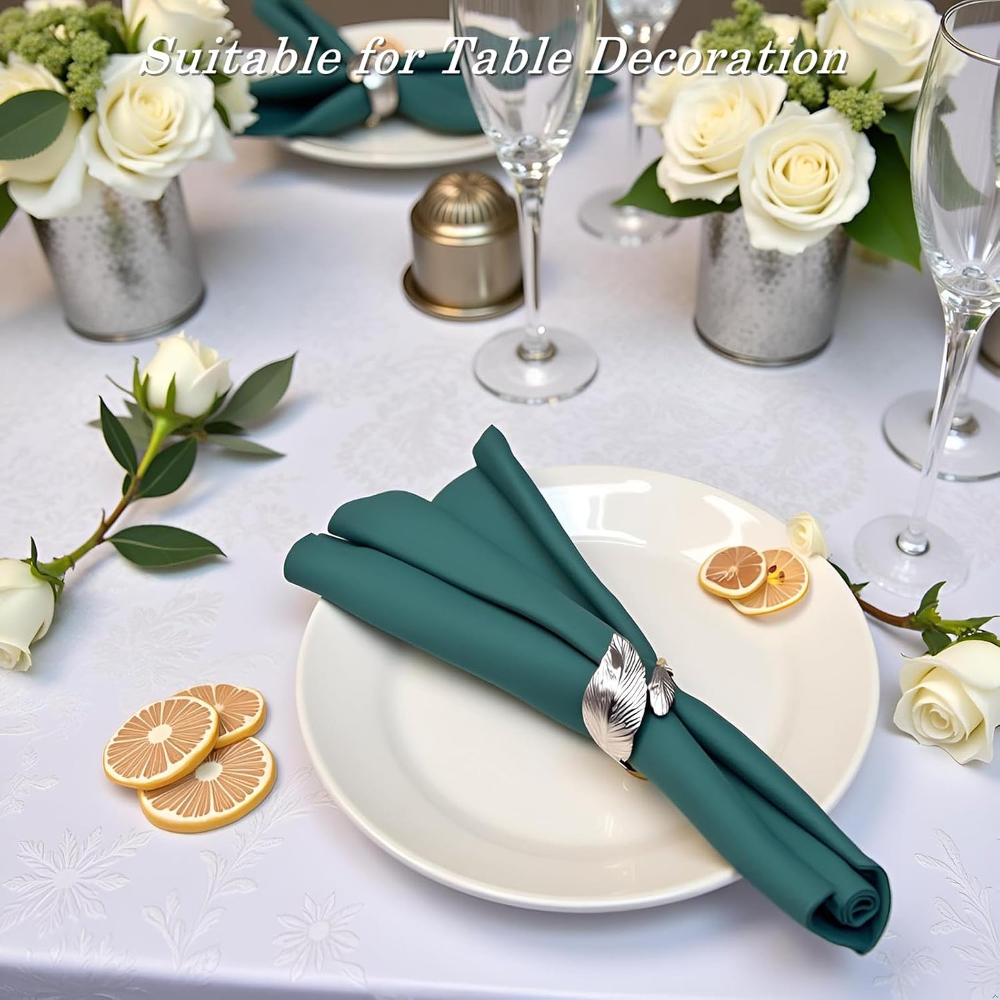 Silver Napkin Rings Set of 50,Metal Leaf Napkin Ring Silver Holders Bulk for Weddings Holiday Dinner Party Fall Halloween Thanksgiving Christmas Dinner Table Decorations