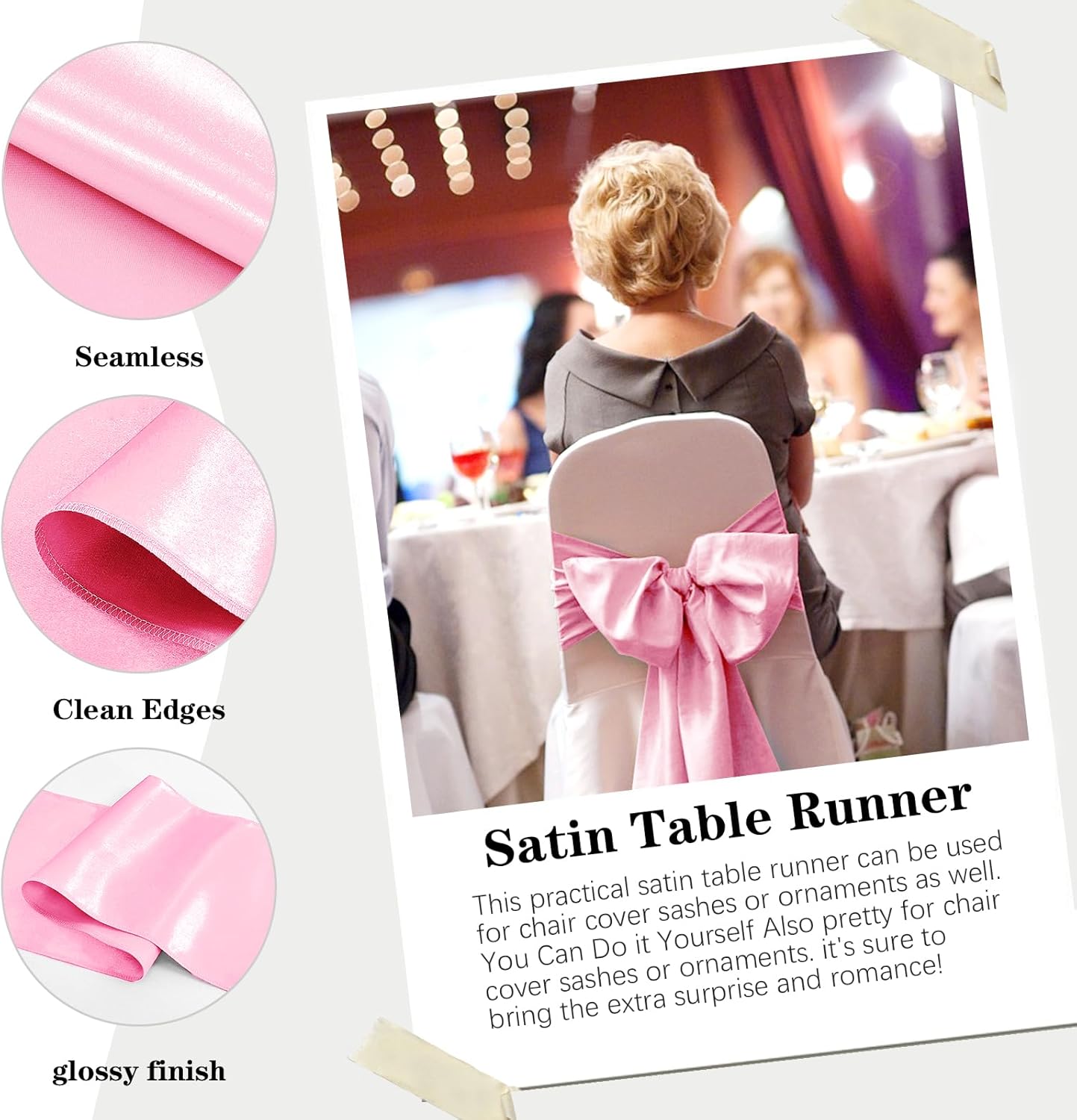 10 Pack Satin Table Runner 12 x 108 Inch Long Pink Silk Table Runner for Wedding Party Banquet Birthday Decoration