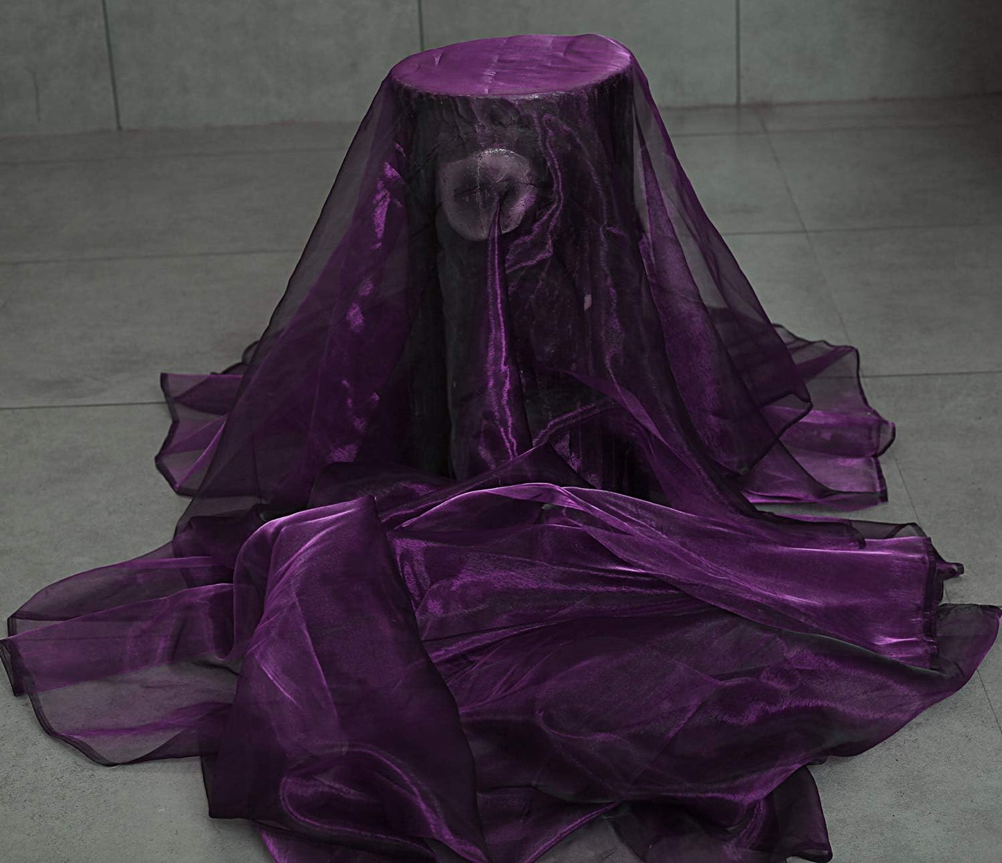 VDS Dark PurpleOrganza Fabric, 75 Yards Continuous, 45” Wide, Wedding Party Decoration Iridescent Crystal Sheer Shiny Organza Tulle Bridal Dress DIY Crafts Costume Sewing Backdrop Arch Cloth