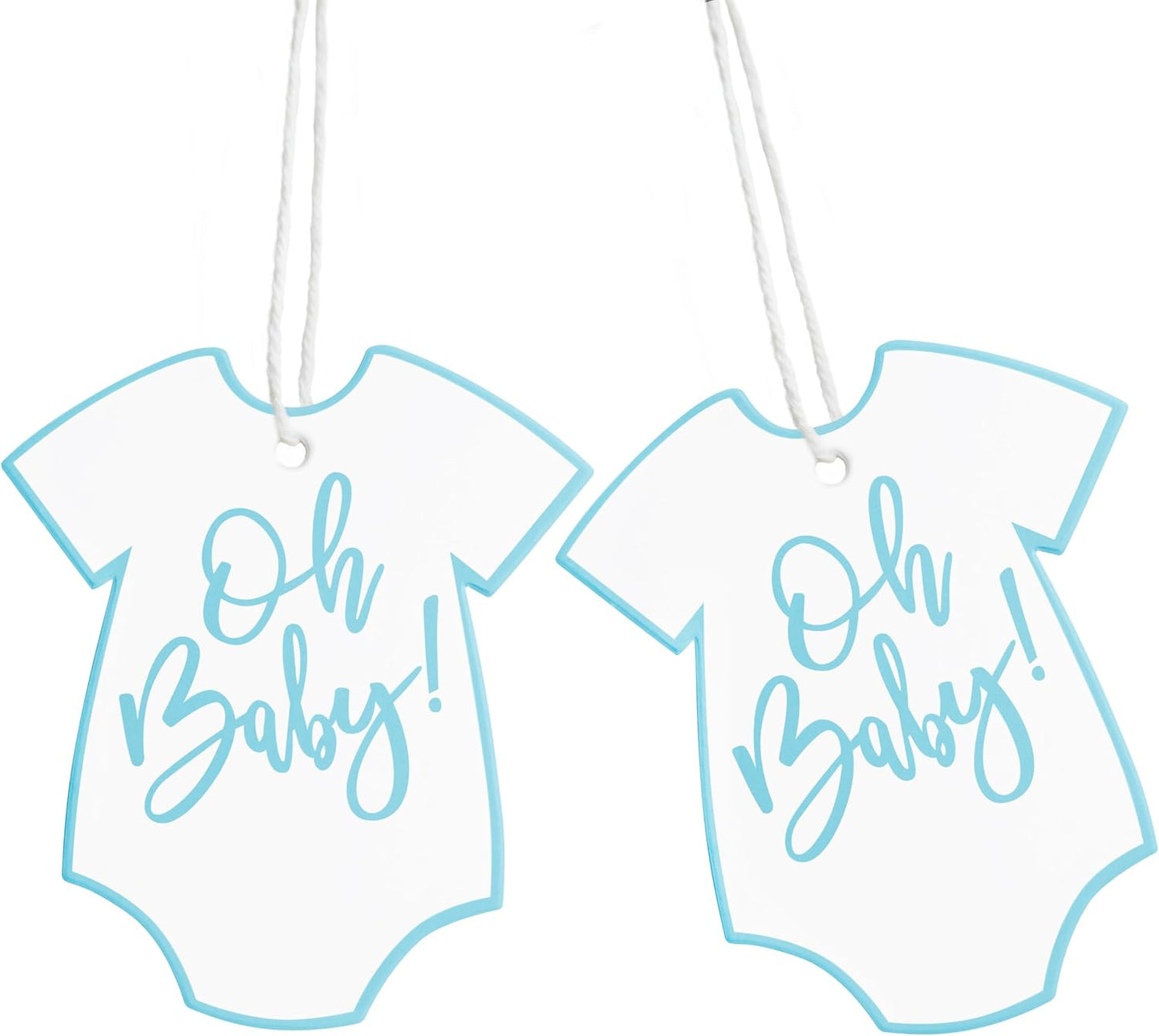 100Pcs Gift Tags with String Oh Baby Sign Blue Baby Clothes Large Gift Tags with 65 Ft Jute Twine Cute Tags White Paper Gift Tag for It's a Boy Gender Reveal Baby Shower Party Gift Wrap Tag