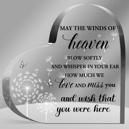 Sympathy Gifts for Loss of Love One, Memorial Gifts for Family Women Man, In Memory of Love One Acrylic Heart Plaque, Bereavement Condolences Grief Gifts, Funeral Remembrance Decor Ornament Sign