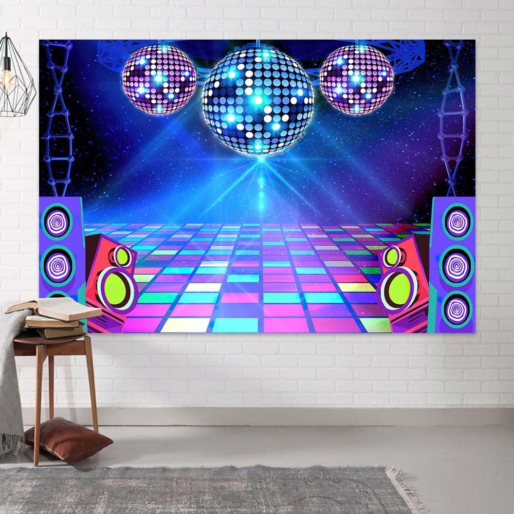 Disco Backdrop 7 x 5 ft Retro Glow Party 70s 80s 90s Theme Stage Dance Background Disco Party Decoration Disco Ball Banner Dance Backdrop for Birthday Party Prom Portrait Photo Props Polyester,Purple