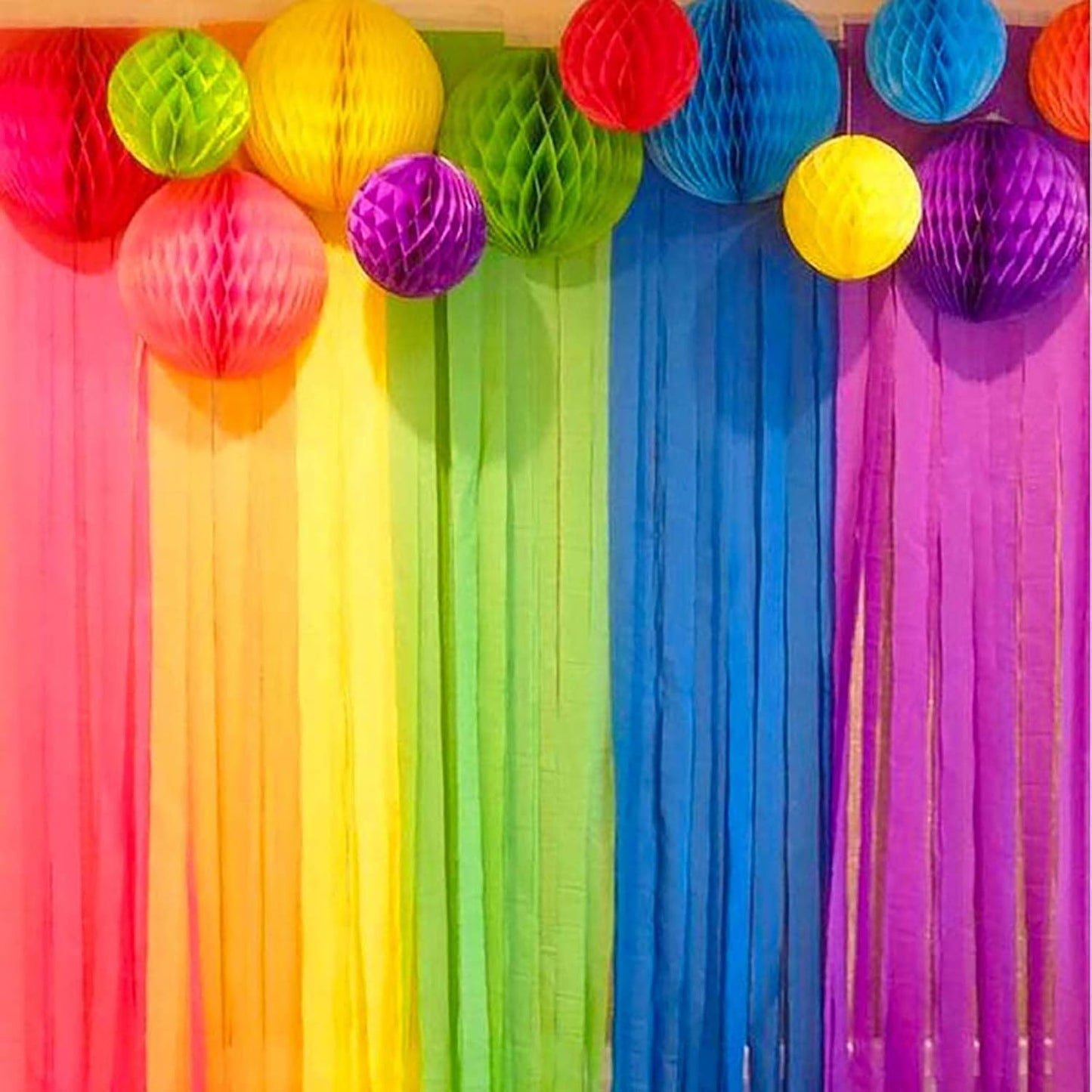 CC wonderland zone 12pcs Rainbow Paper Honeycomb Balls,Colourful Hanging Tissue Pom poms for Party Decoration,6inch&10inch