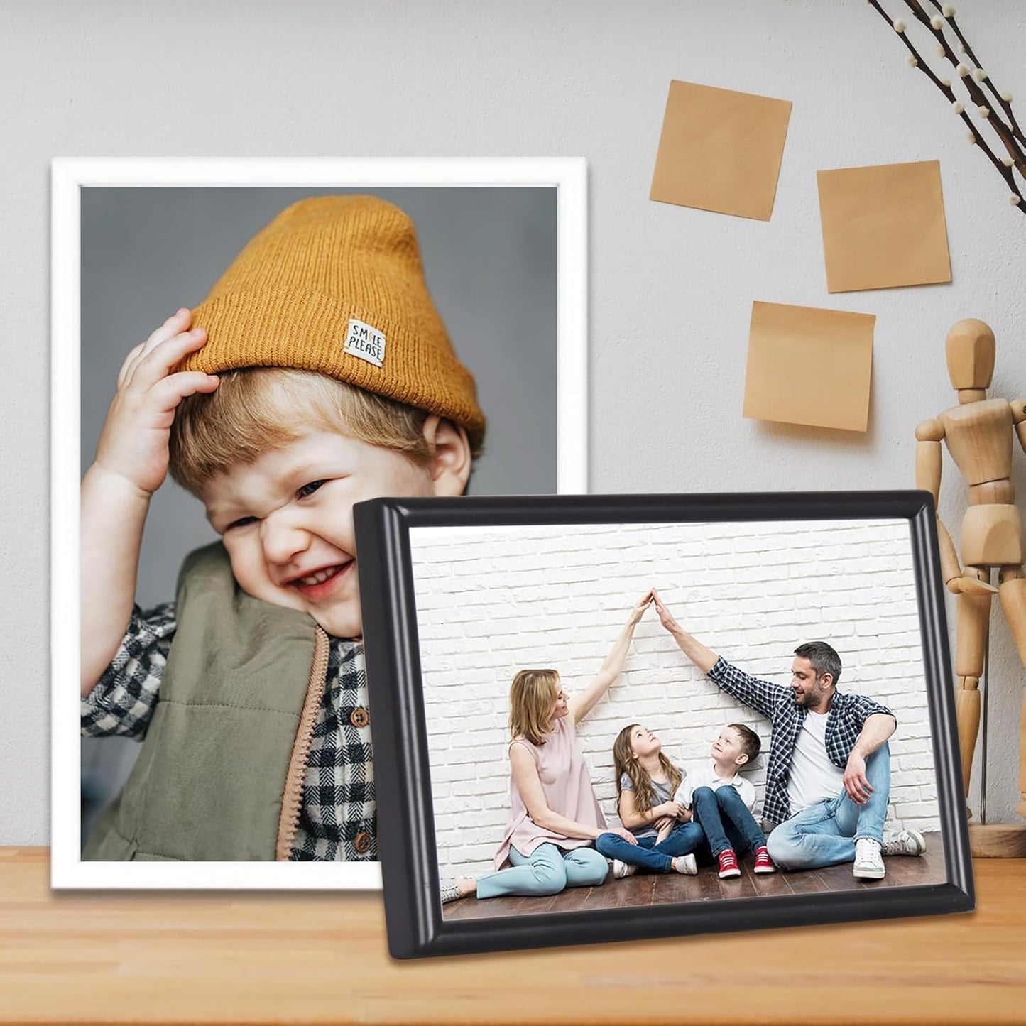 3.5x5 Picture Frame Matte Black Modern Simple Thin Aluminum Metal Photo Frame with HD Real Glass, Display for Tabletop and Wall Collage. (2 Pack)