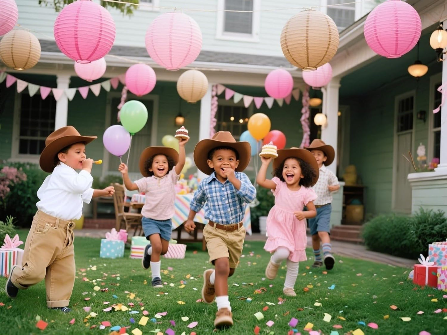 Pink Brown Paper Lanterns Decorative 12pcs Party Hanging Decorations for Western Cowgirl Party Birthday Retro Rodeo Party Supplies for Girls Baby Shower Western Room Decor