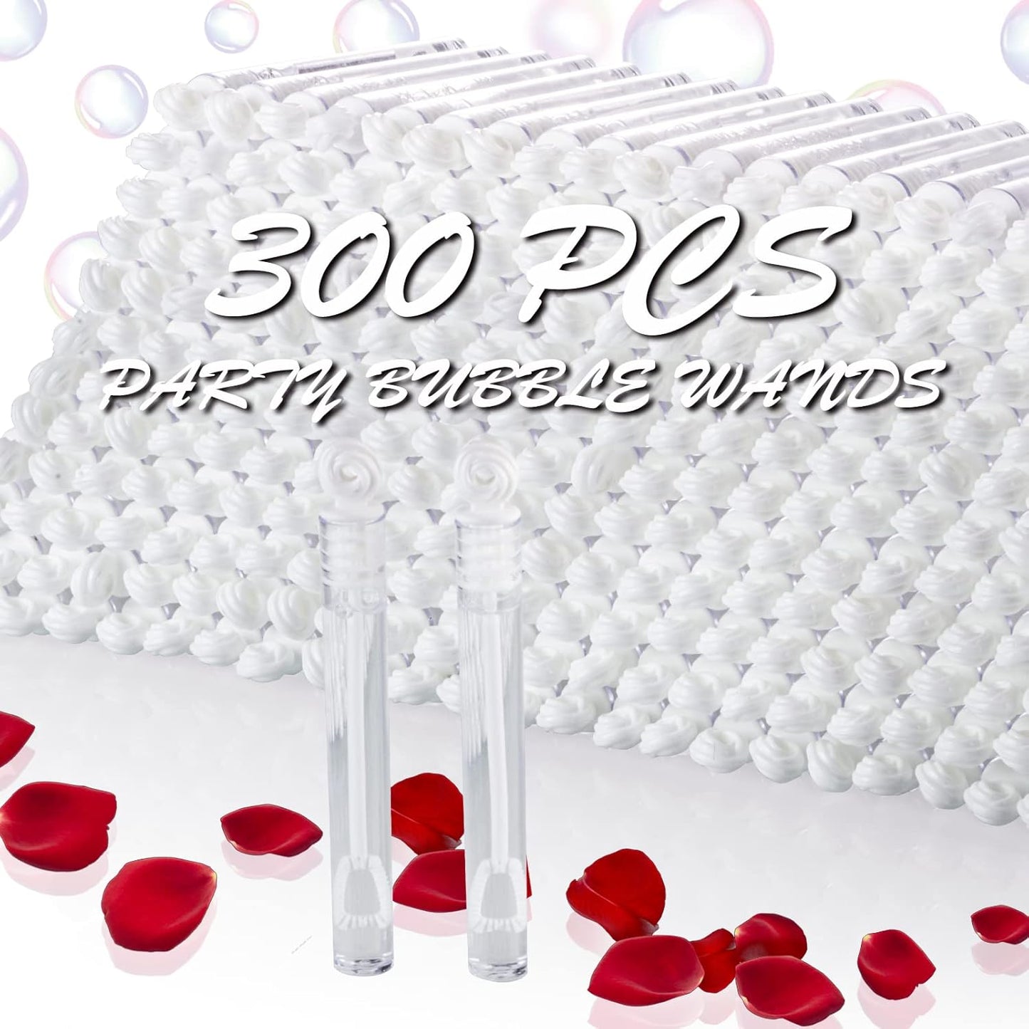 300 Pack Mini White Bubble Wand Party Favors, Perfect Bubble Stick Bulk Toy For Weddings Reception And Anniversaries Celebrations, Ideal For Valentine's Day, Engagement, Parties Gift For Couple, Guess