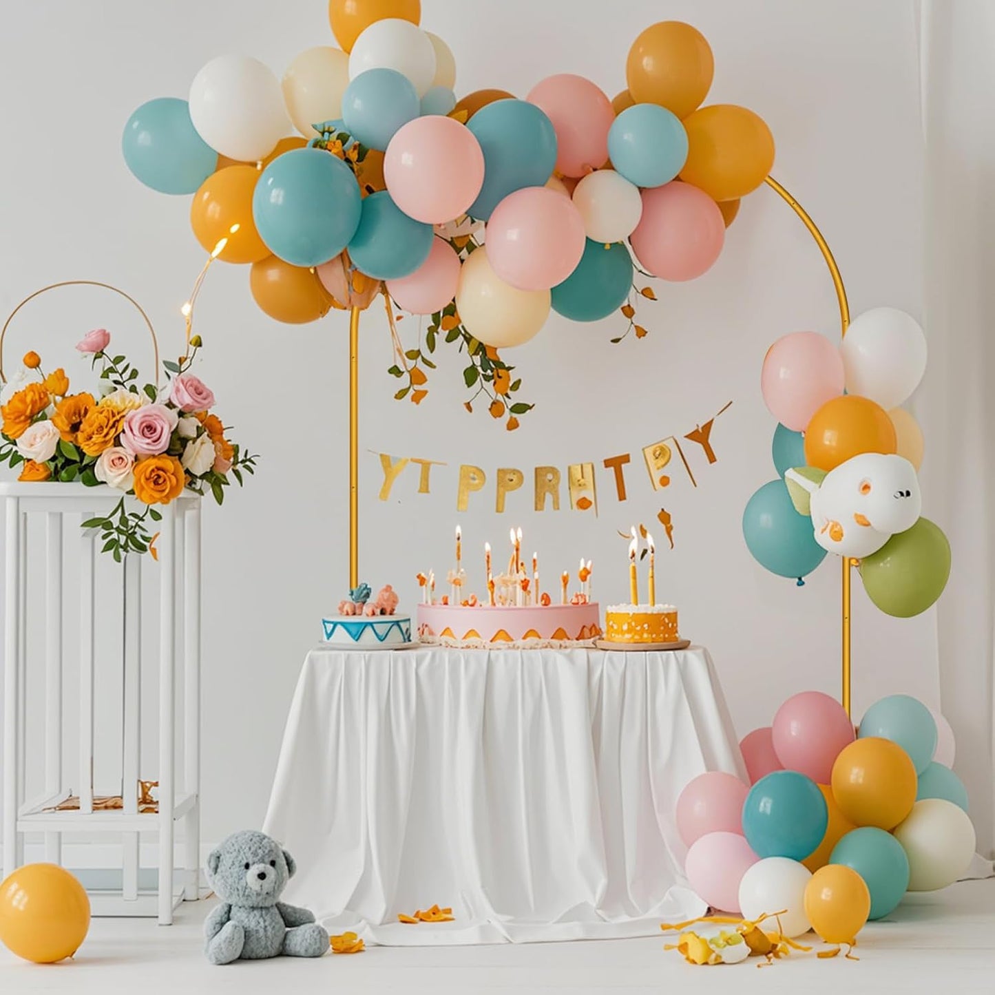 7.2FT Arch Backdrop Stand, Easy Assembly Backdrop Arch, Gold Wedding Arch Stand, Balloon Arch Stand for Photo Backdrop