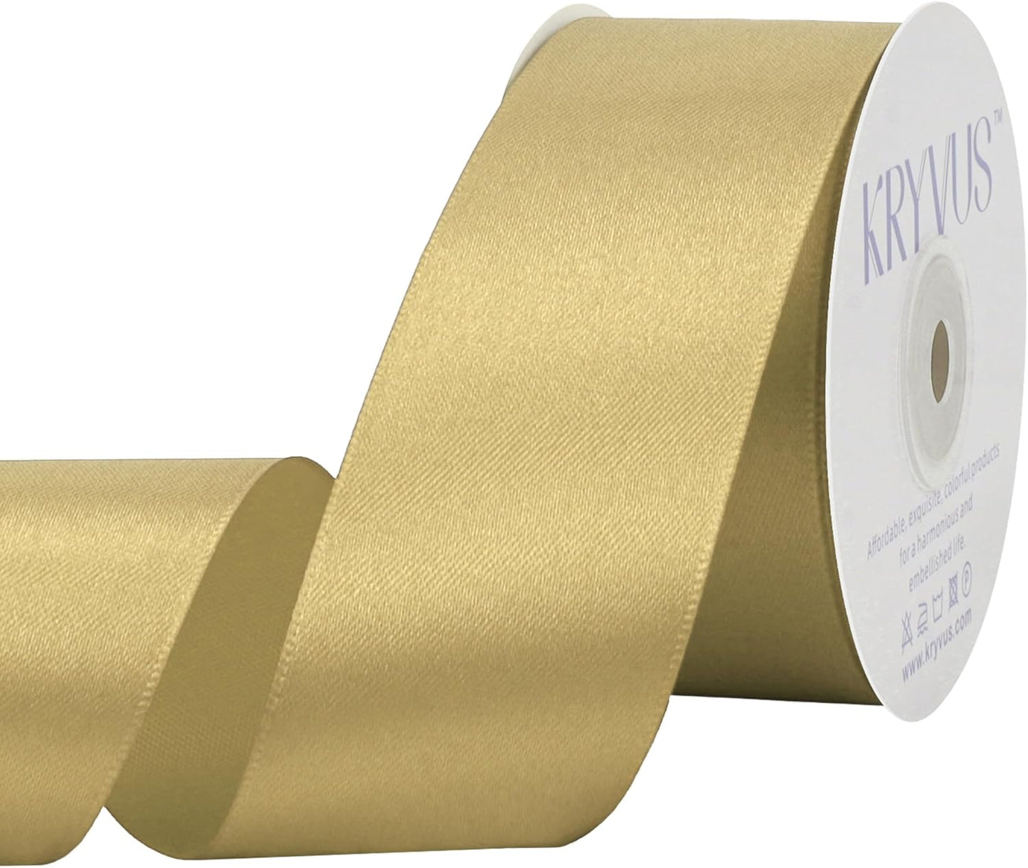 Light Gold Satin Ribbon 1-1/2 inch X Continuous 25 Yards, Single Face Polyester Ribbon Perfect for Gift Wrapping, Flower Bouquet, Wedding Decor, Crafts, Bow Making, Sewing and More