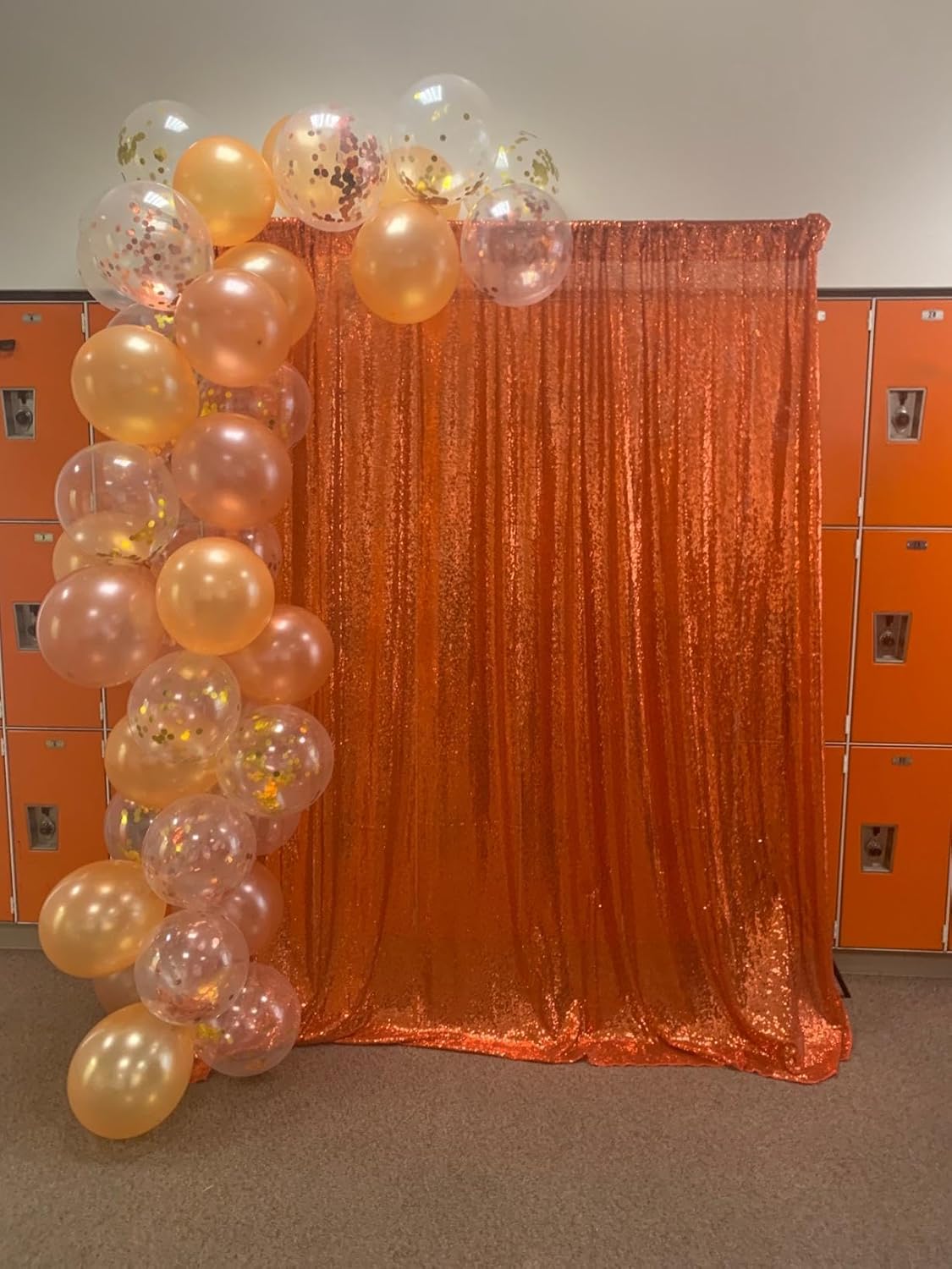 Orange Sequin Backdrop 2FTx8FT 2 Panel Glitter Fall Sequin Backdrop Sparkle Photo Background for Birthday Halloween Easter Thanksgiving