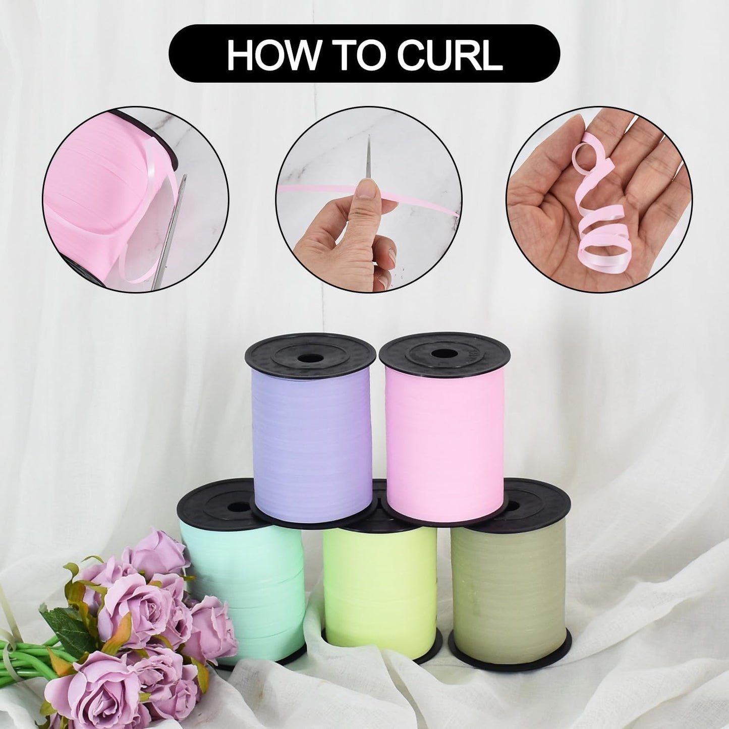 TONIFUL 500 Yards Curling Ribbon-Balloon Ribbon-Balloon String for Art&Craft Decor,Gift Wrapping,Ribbons and Bows for Christmas New Year Birthday Gifts Graduation Supplies (Pastel Pink)