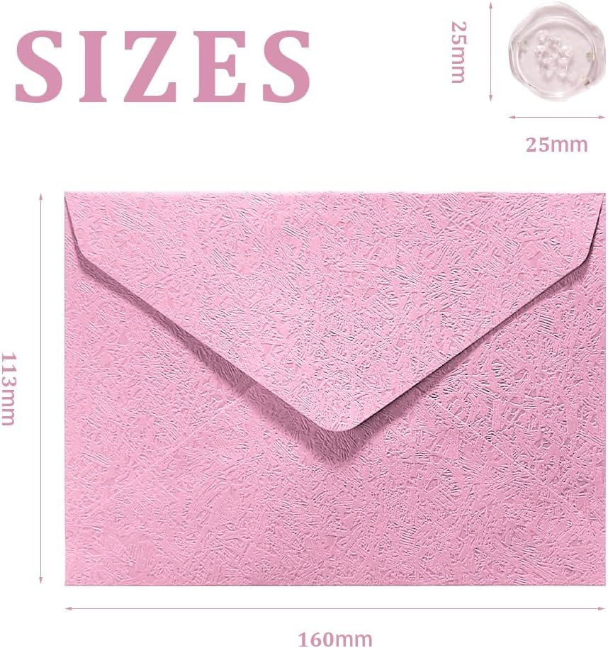 30 Pieces A6 Envelopes with 30 Seal Stickers, 6.32 x 4.45 inch Envelopes for 4 x 6 Wedding Invitation Cards, Greeting Cards, Graduation, Birthday Party Invitations, Pink.