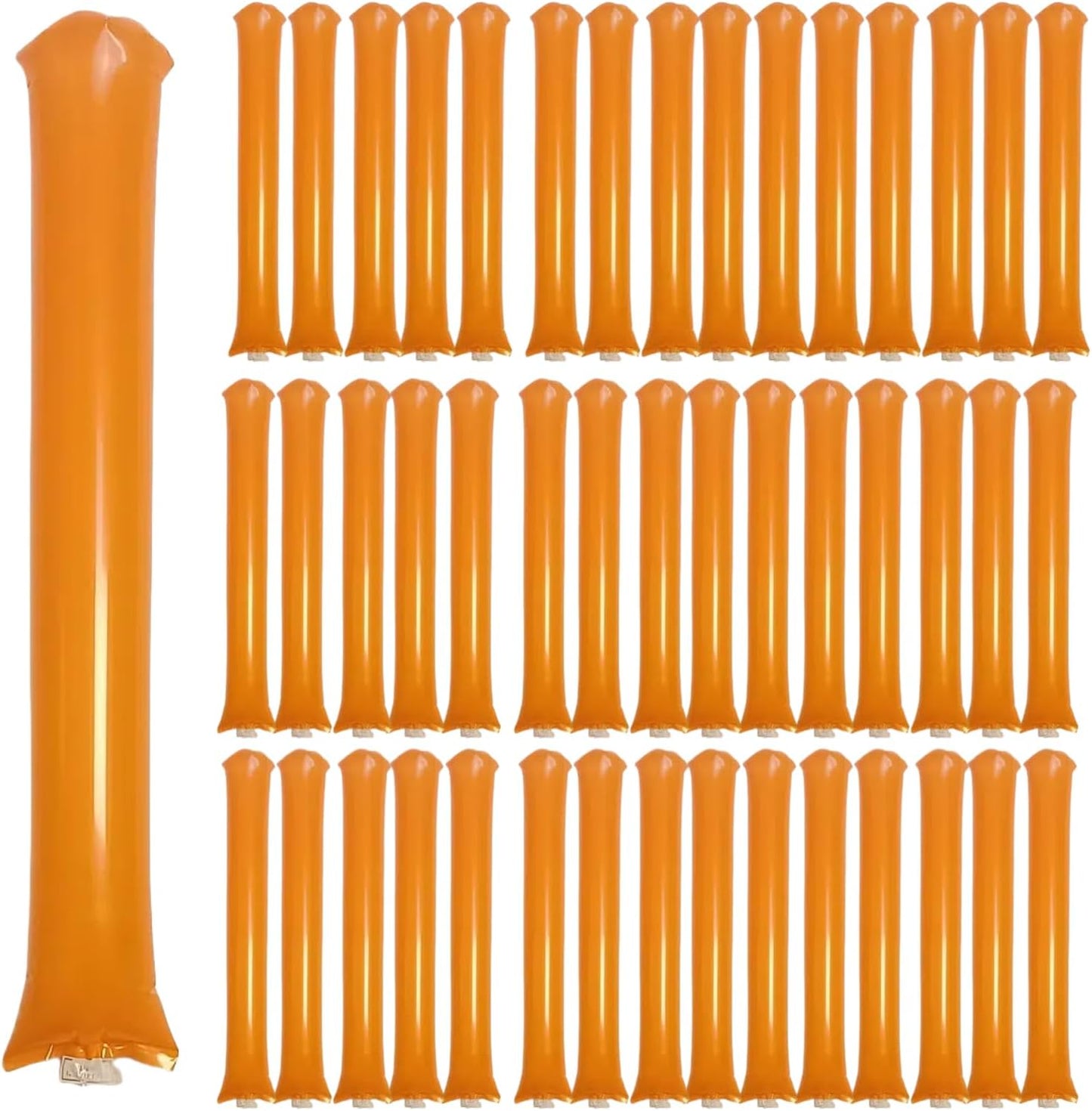 48pcs Round Head Boom Sticks Thunder Sticks Cheering Sticks Team Spirit Plastic Cheerleading Spirit Stick Clapper Inflatable Noise Maker Sports Supply (Orange)