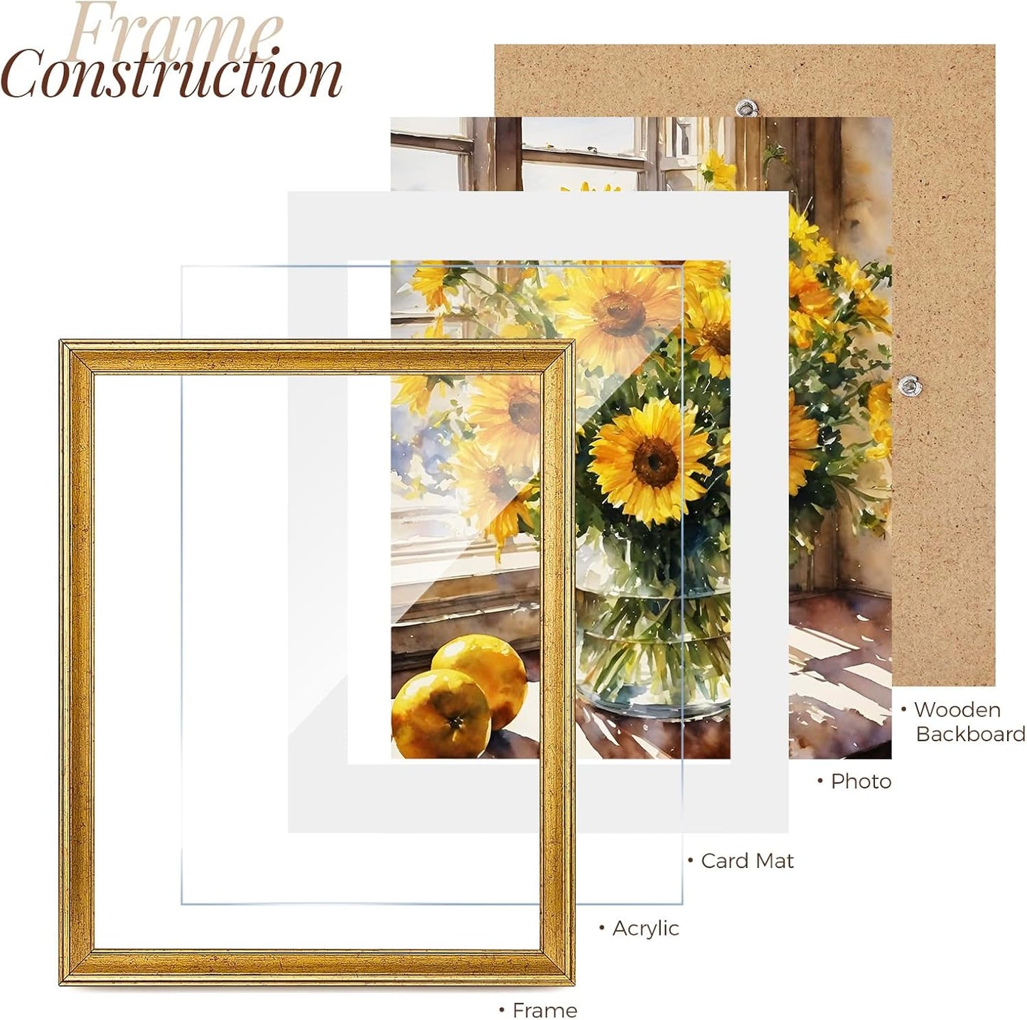 TWING 11x14 Gold Picture Frames Set of 6,Rustic Gold Frames Display Pictures 8x10 with Mat or 11x14 without Mat,Gallery Photo Frames for Wall Mounting,Ideal for Gift