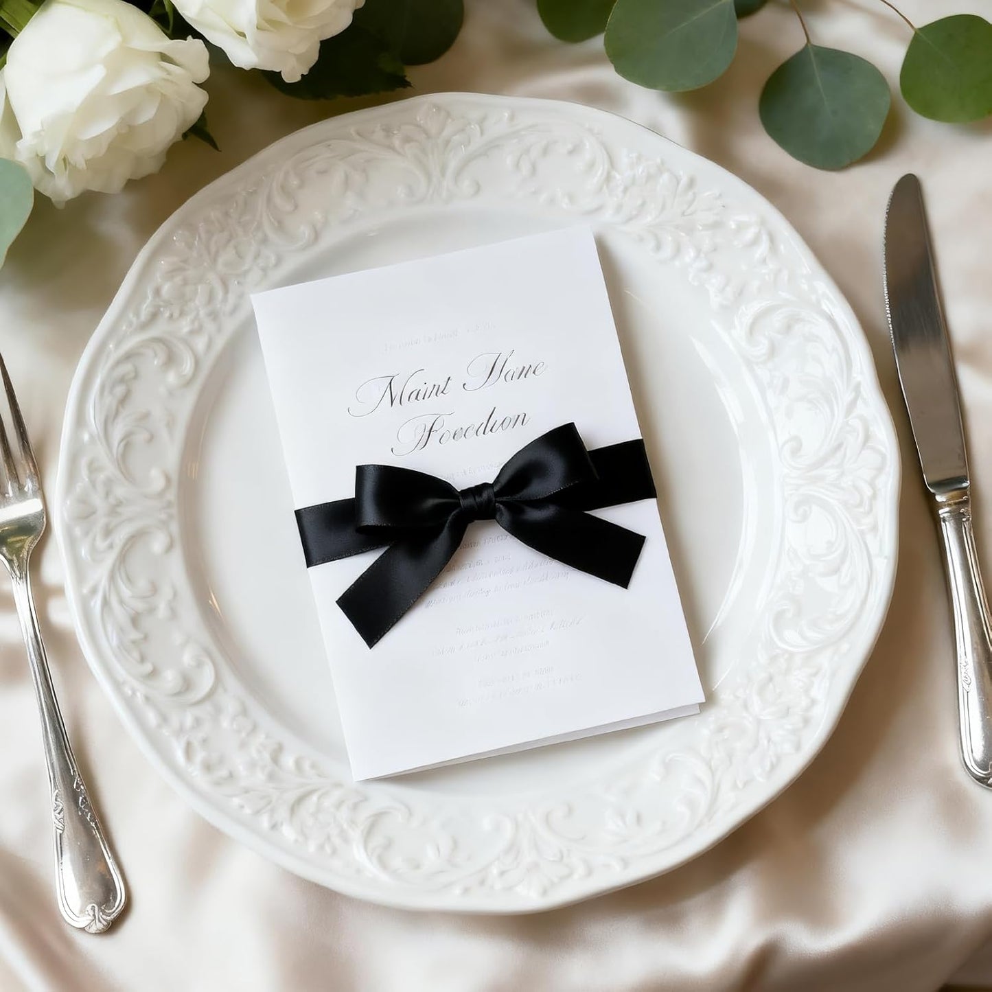 1 Inch 100 Yards Satin Ribbon Black, Solid Color Fabric Ribbon for Gift Wrapping, Wedding, Polyester Gift Ribbon for Birthday Party Decoration, Craft, Hair, Floral, Sewing