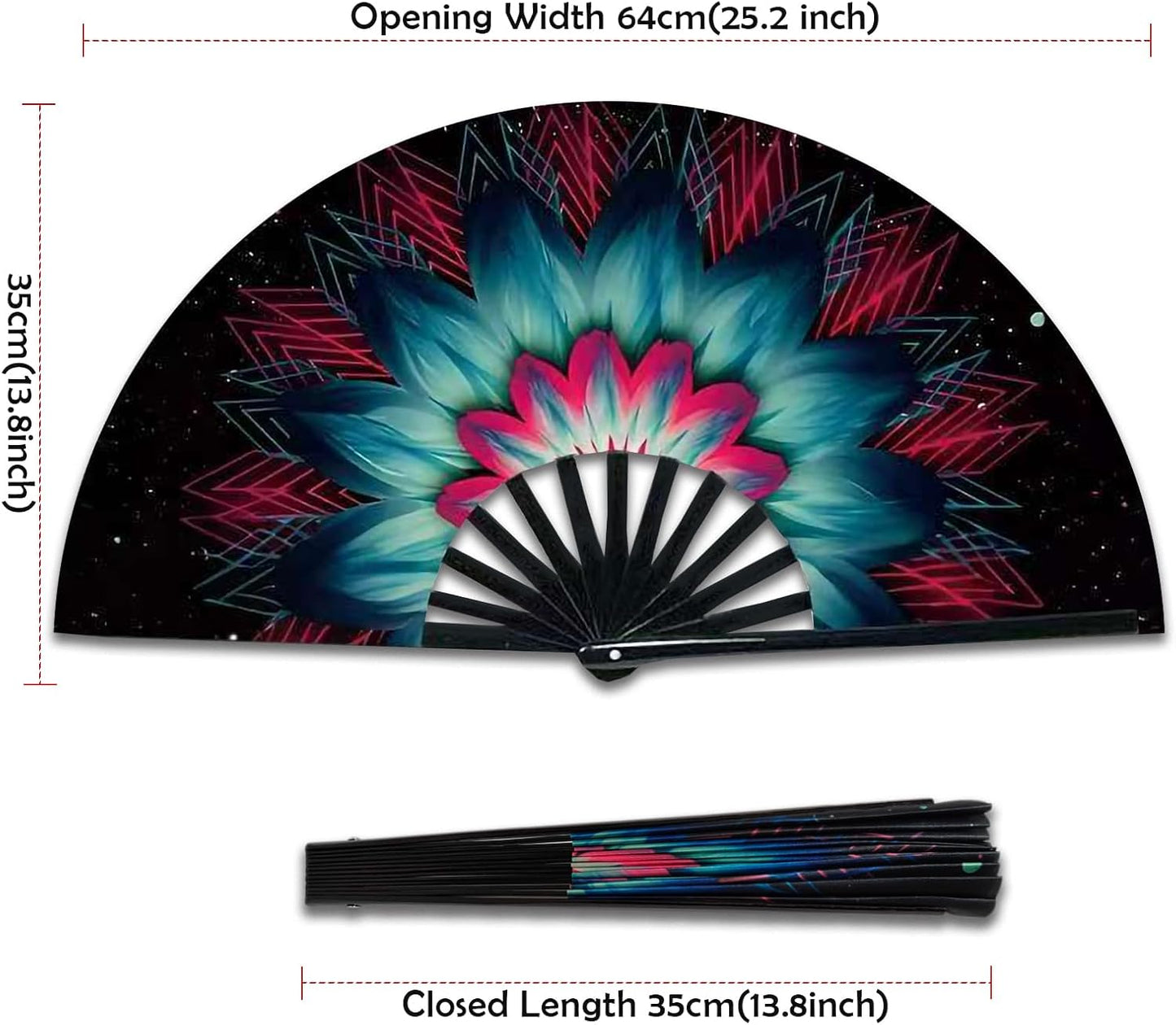 Boots on The Ground Fan, Large Folding Hand Fan for Women and Men, Popping Fans for Line Dancing for Raves, EDM, Dance Party, and Home Decoration