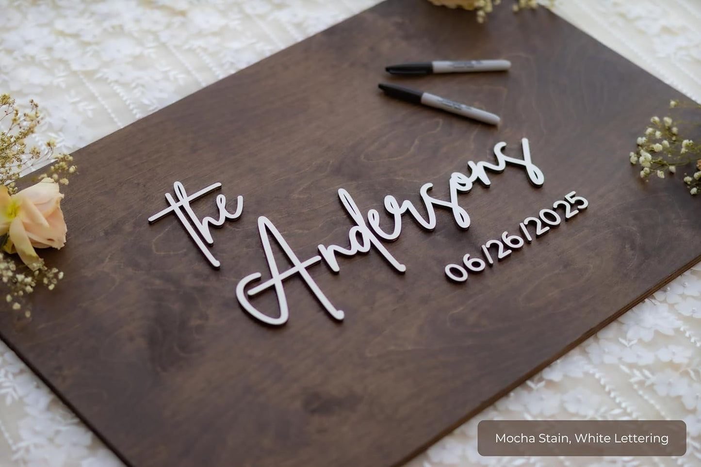 Personalized Last Name Guest Book, Unique Guest Book Sign, Custom Alternative Guest Book, Wooden Guest Book, Wedding Ceremony Guestbook Sign (Design 10)