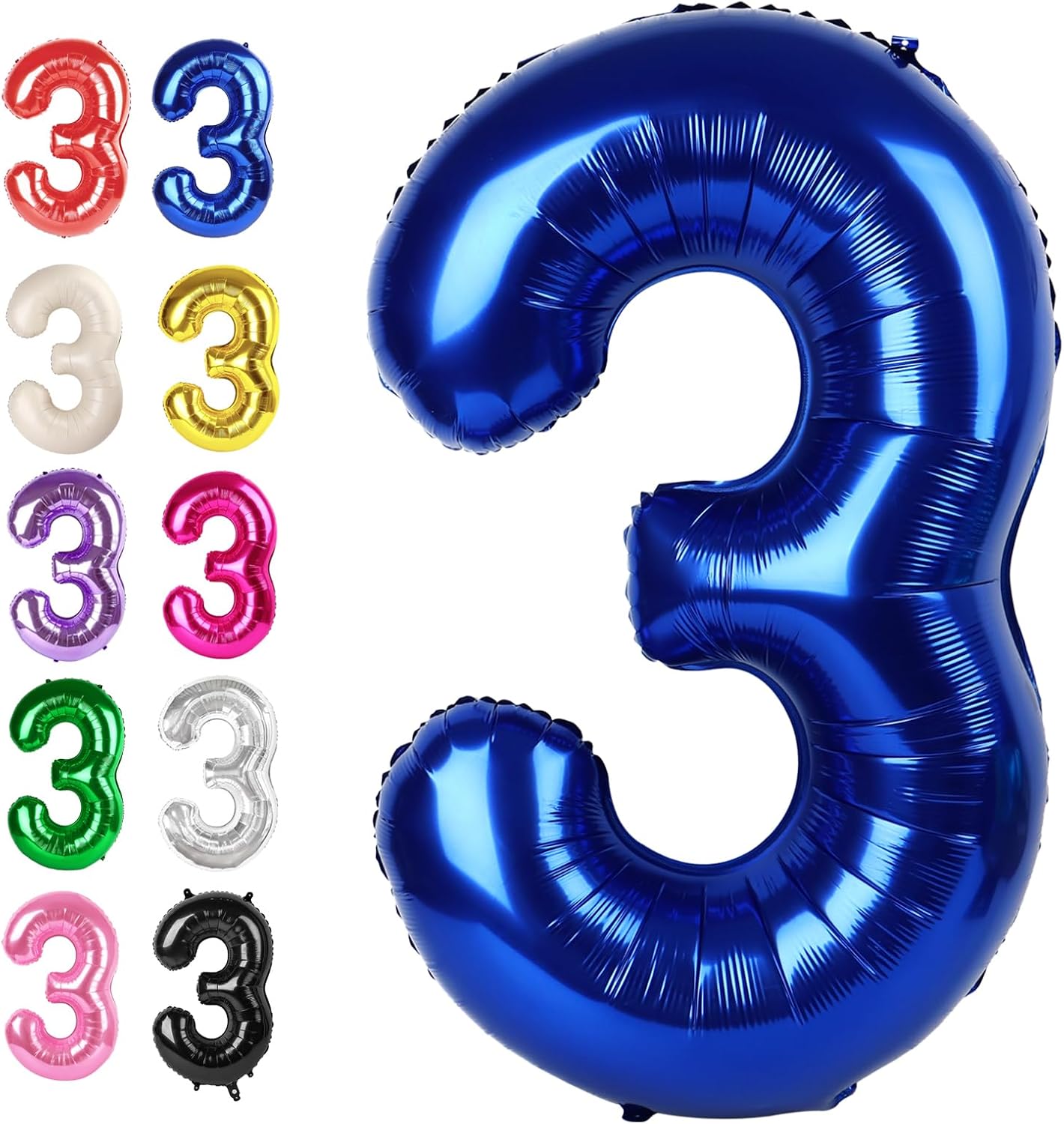 Large 40 Inch Night Blue 3 Number Balloon, 3 13 23 30 33 36 38 Night Blue Birthday Party Decorations, Numbers Three Foil Balloons for Anniversary Party Graduations Celebration Supplies