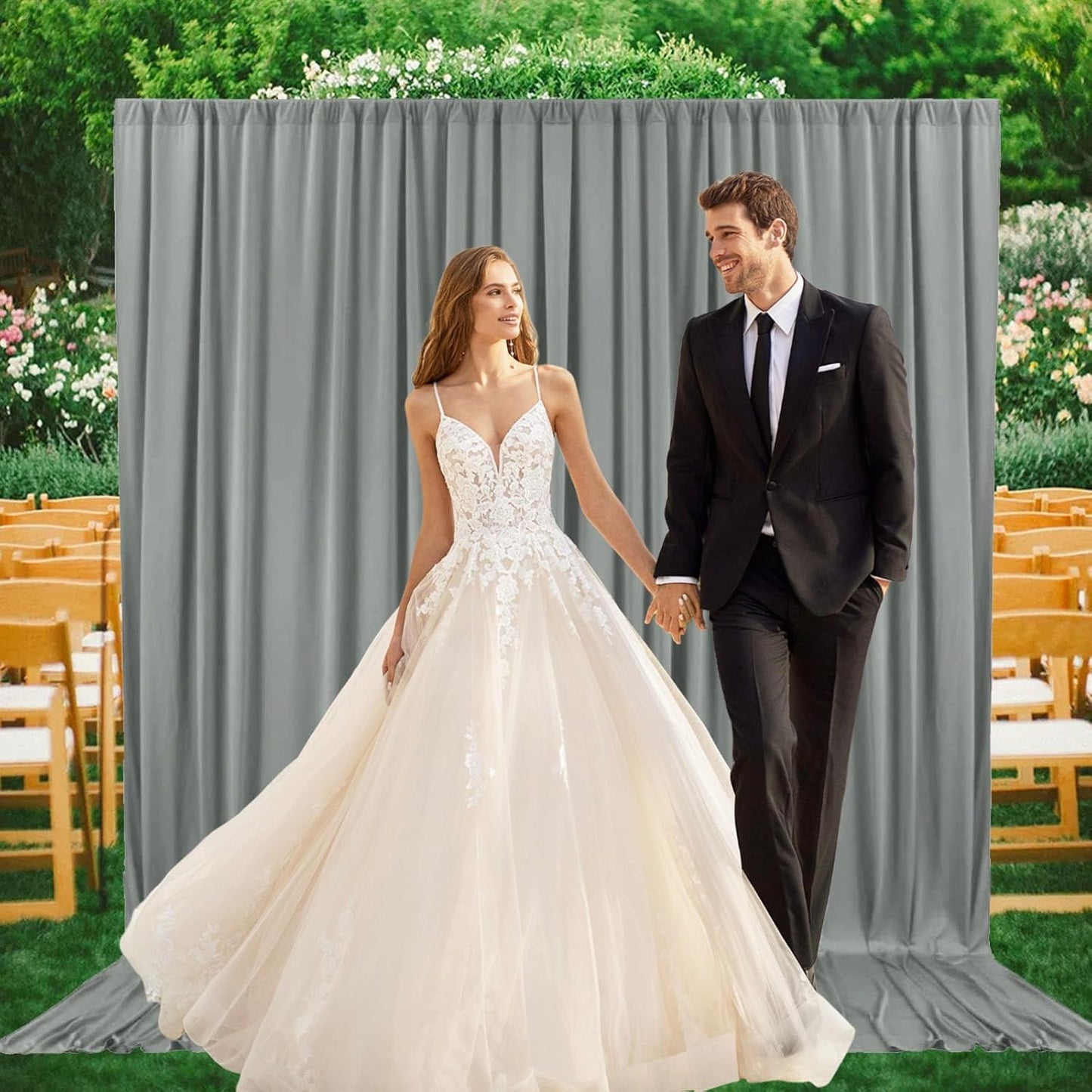 2 Panels Dark Gray Backdrop Curtain, 10 x 7 Feet Background Curtains for Parties, Weddings, Baby Showers, Bachelorette Halloween, Christmas Birthday Party Photoshoot Backdrop Curtains Decorations