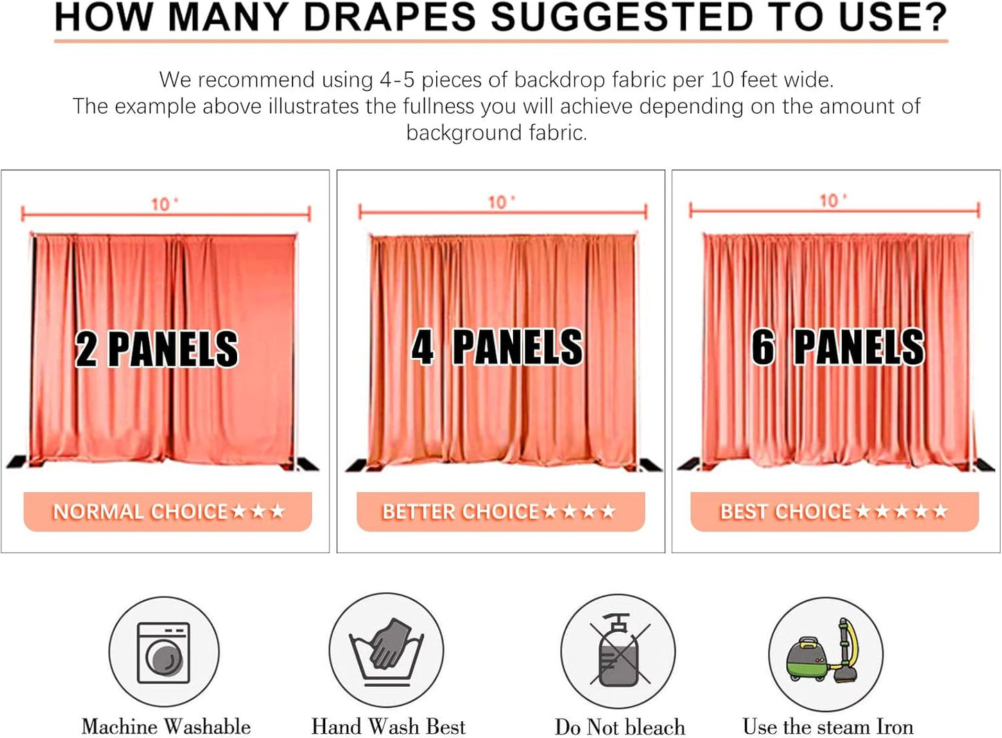 2 Panels Beige Backdrop Curtain, 10 x 7 Feet Background Curtains for Parties, Weddings, Baby Showers, Bachelorette Halloween, Christmas Birthday Party Photoshoot Backdrop Curtains Decorations