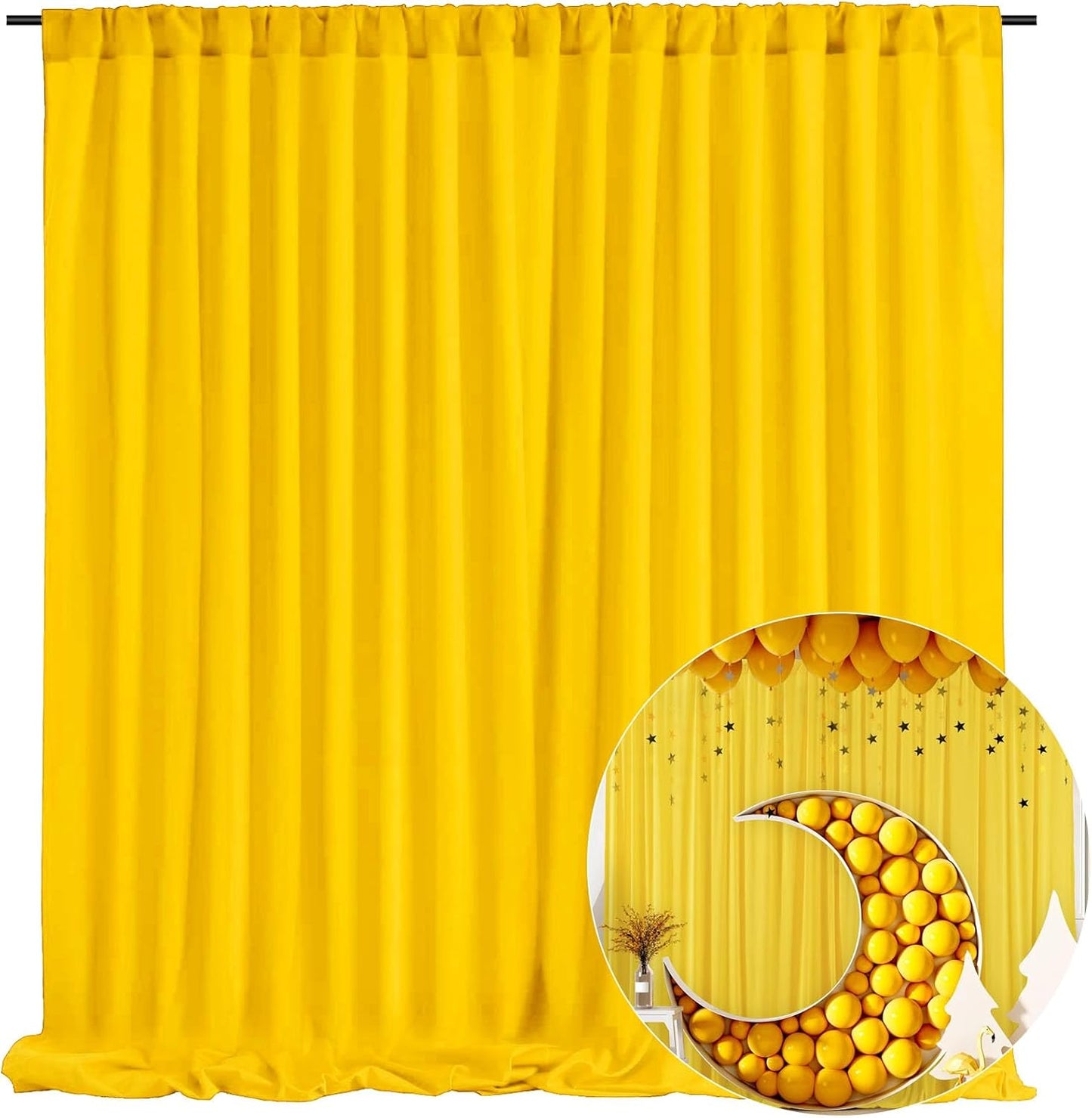 10 x 7 Feet Yellow Backdrop Curtain for Partie, Background Curtains for Photoshoot, Birthday, Wedding, Halloween, Thanksgiving, Christmas Day, New Year Party Decorations 5Ft x 7Ft, 2 Panels