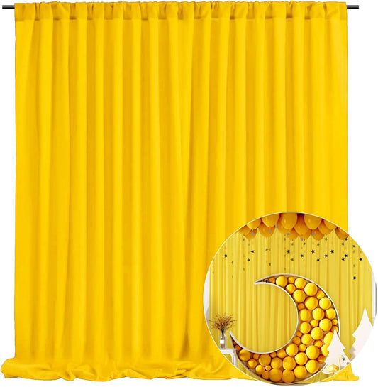 10 x 7 Feet Yellow Backdrop Curtain for Partie, Background Curtains for Photoshoot, Birthday, Wedding, Halloween, Thanksgiving, Christmas Day, New Year Party Decorations 5Ft x 7Ft, 2 Panels