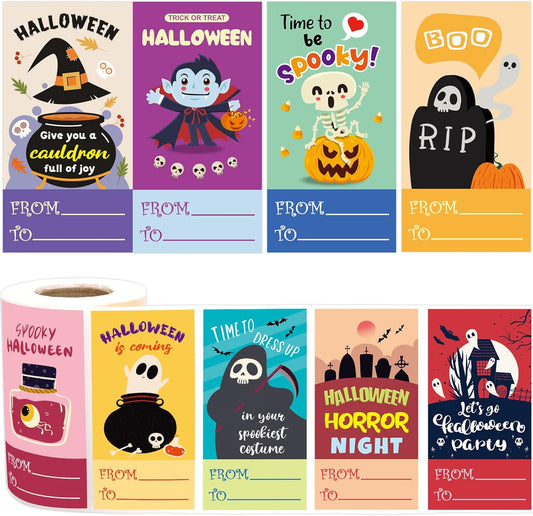 Fancy Land Halloween Stickers to from Name Gift Tags Happy Halloween Envelope Seals for Goodie Bags Boxes Party Decor Supplies 300Pcs