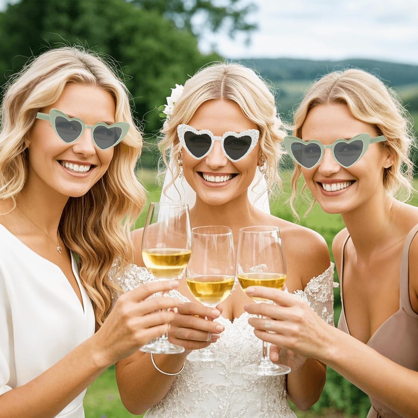 Bachelorette Party Heart Sunglasses 8 Pack Pearl Bride Sunglasses Bridesmaids Sunglasses Party Favor Proposal Gifts