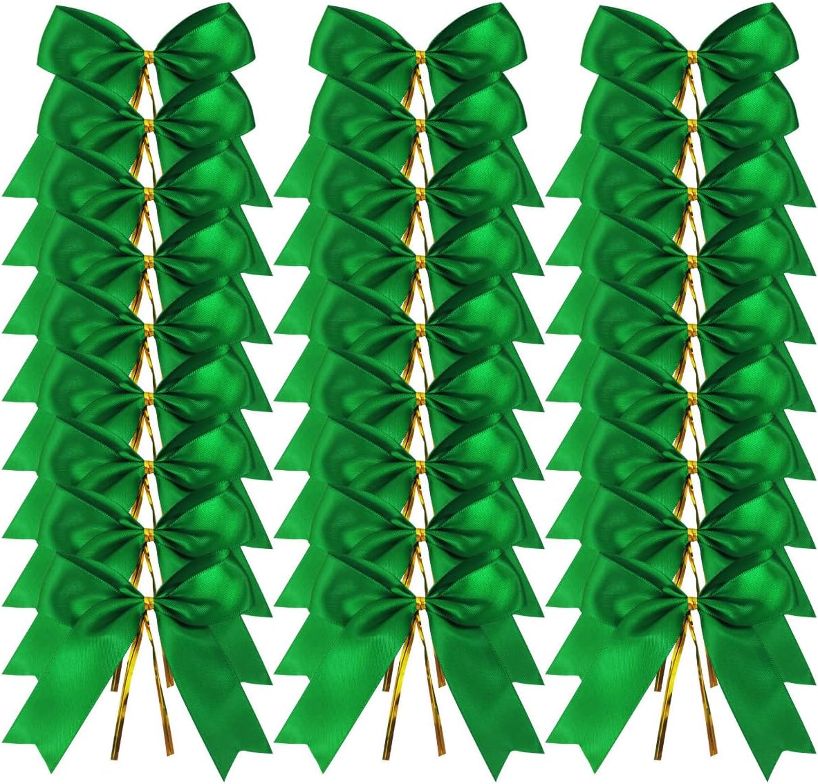 50pcs 3-1/2" Green Twist Ties Satin Green Bows with Twist Tie Bows Fish Tail Cutting(Green)