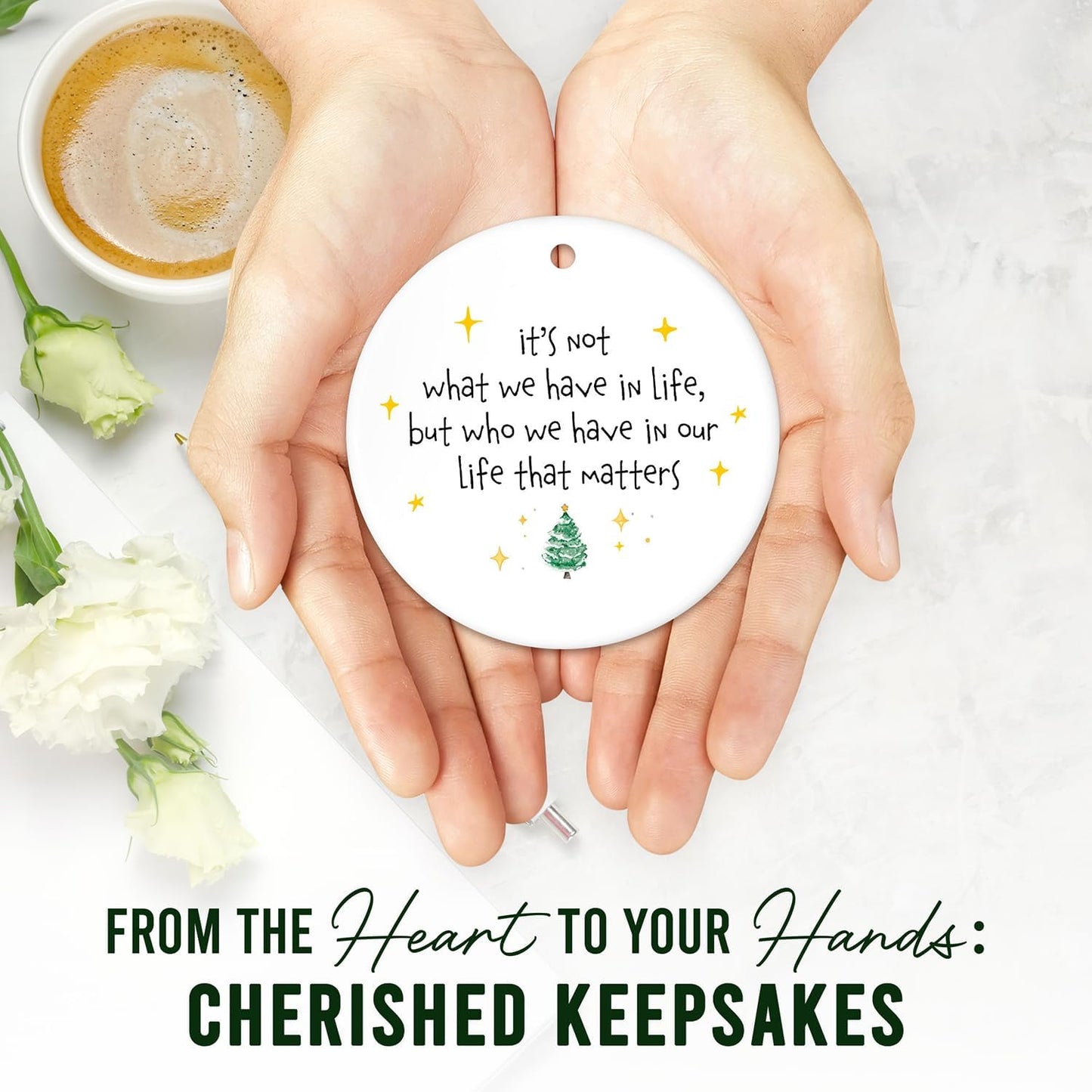 HEXMOZ Friendship Ornament - Best Friend Christmas Ornament - Friendship Gifts for Women, Best Friend, Bestie, BFF, Soul Sister Keepsake - 2025 Christmas Ceramic Decoration