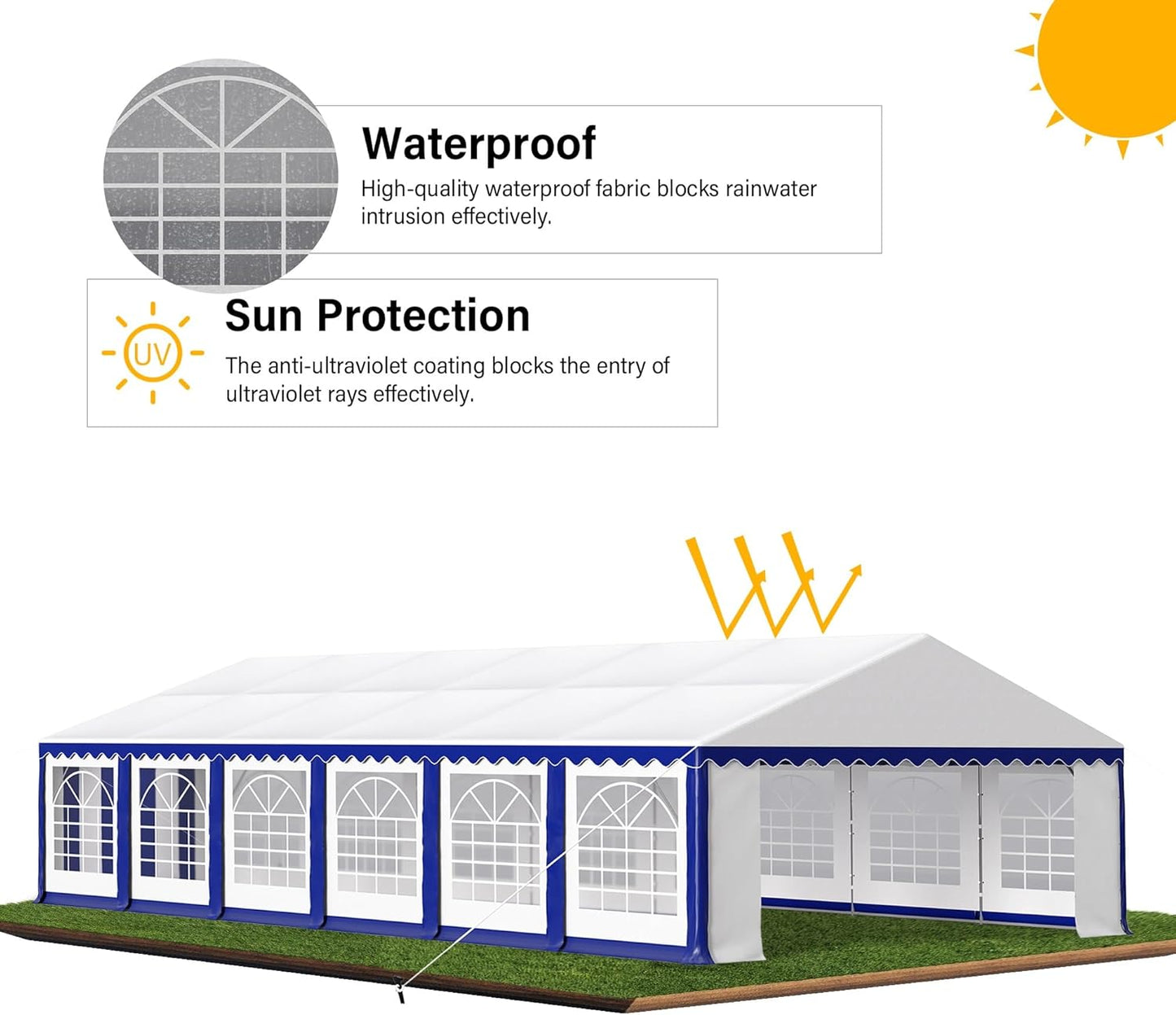 HERA'S PALACE 20'x 40' Outdoor Tents for Parties Large Canopy Tent with 14 Removable Sidewalls Heavy Duty Party Tent for Graduation Wedding and Birthday (Blue)