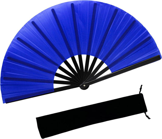 13inch Large Rave Fan Popping Clacking Fans for Line Dancing,Hand Fans for Women Foldable,Boots on The Ground Fan,Portable for Outdoor,Wedding,Party,Decoration (1pcs Blue)
