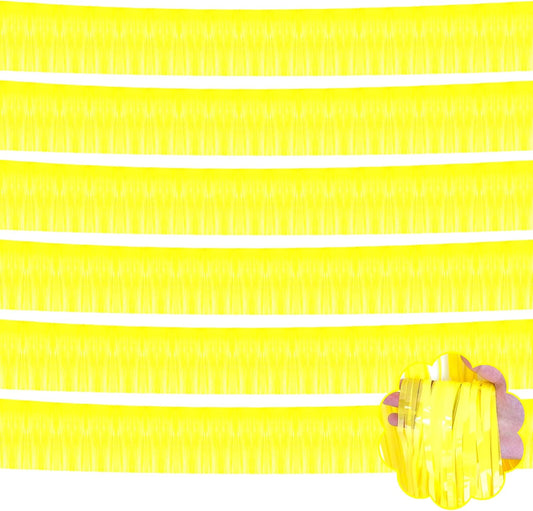 6 Pack 10 Feet Foil Fringe Garland Metallic Tinsel Streamers Banner Wall Hanging Curtain Backdrop Banner for Parade Floats, Thanksgiving, Christmas, Birthday, Halloween Party Decorations(Yellow)