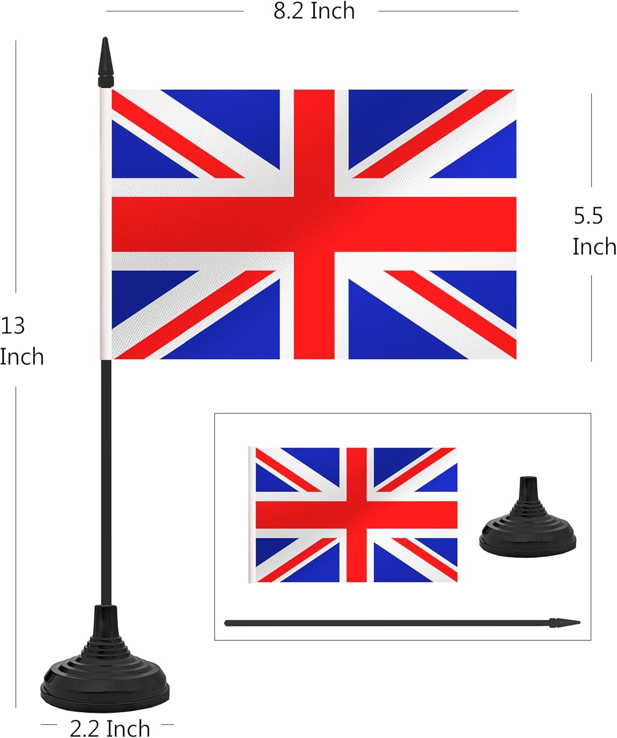 12 Pack UK Desk Flag Set, Britain Table Office Flag, Small Miniature Desktop Flag With Black Pole and Black Base, Classroom, Offices Meeting Desk Decoration (UK)