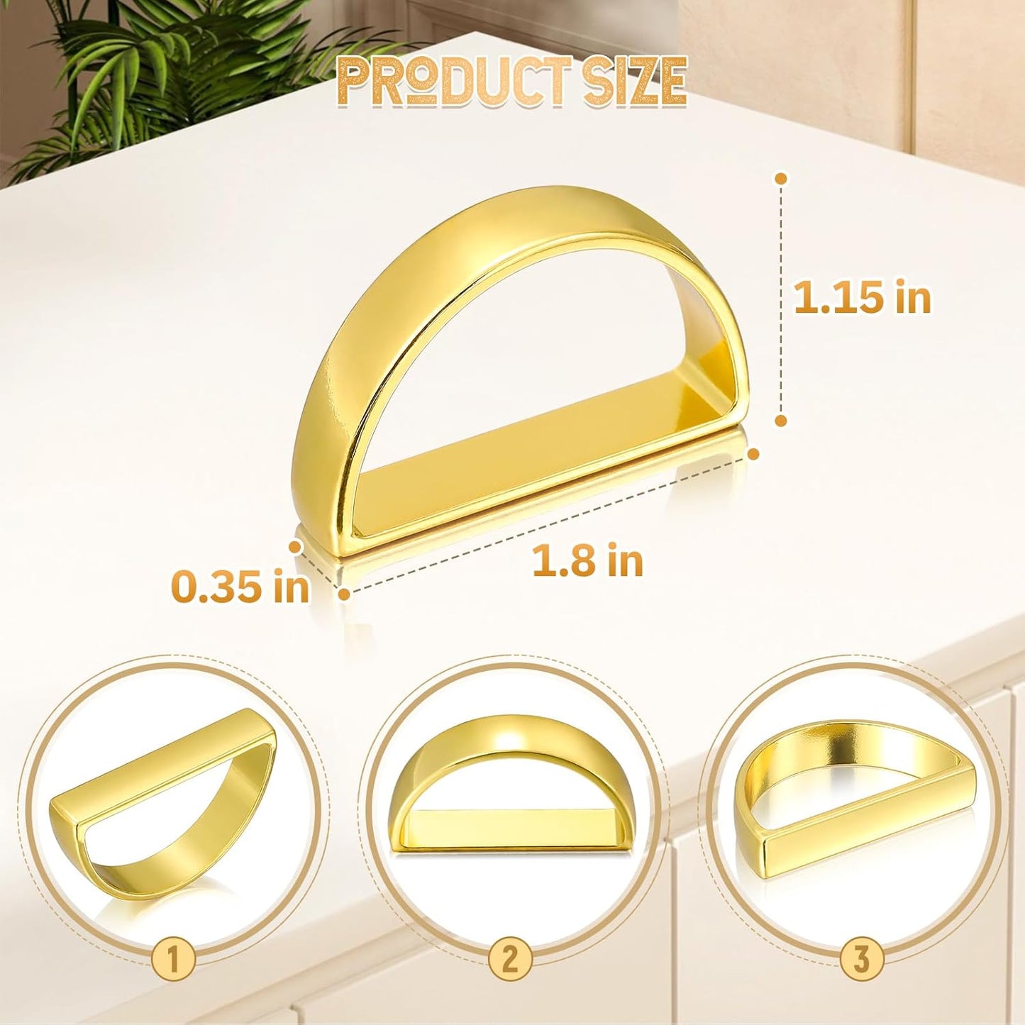 KPOSIYA Napkin Rings Set of 8, Metal Gold Napkin Rings Bulk for Table Settings, D-Shape Napkin Holders Rings for Dinner Table Decor, Easter, Fall,Thanksgiving, Christmas, Party,（Brilliant Gold 8 pcs）