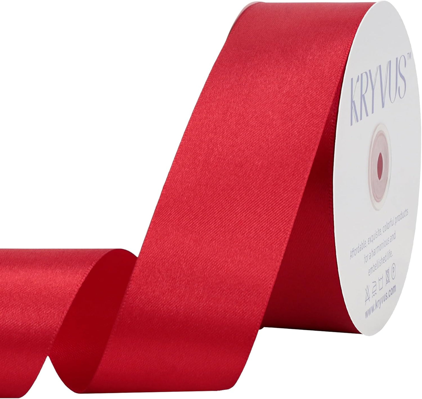 Red Satin Ribbon 1-1/2 inch X Continuous 50 Yards, Single Face Polyester Ribbon Perfect for Gift Wrapping, Flower Bouquet, Wedding Decor, Crafts, Bow Making, Sewing and More