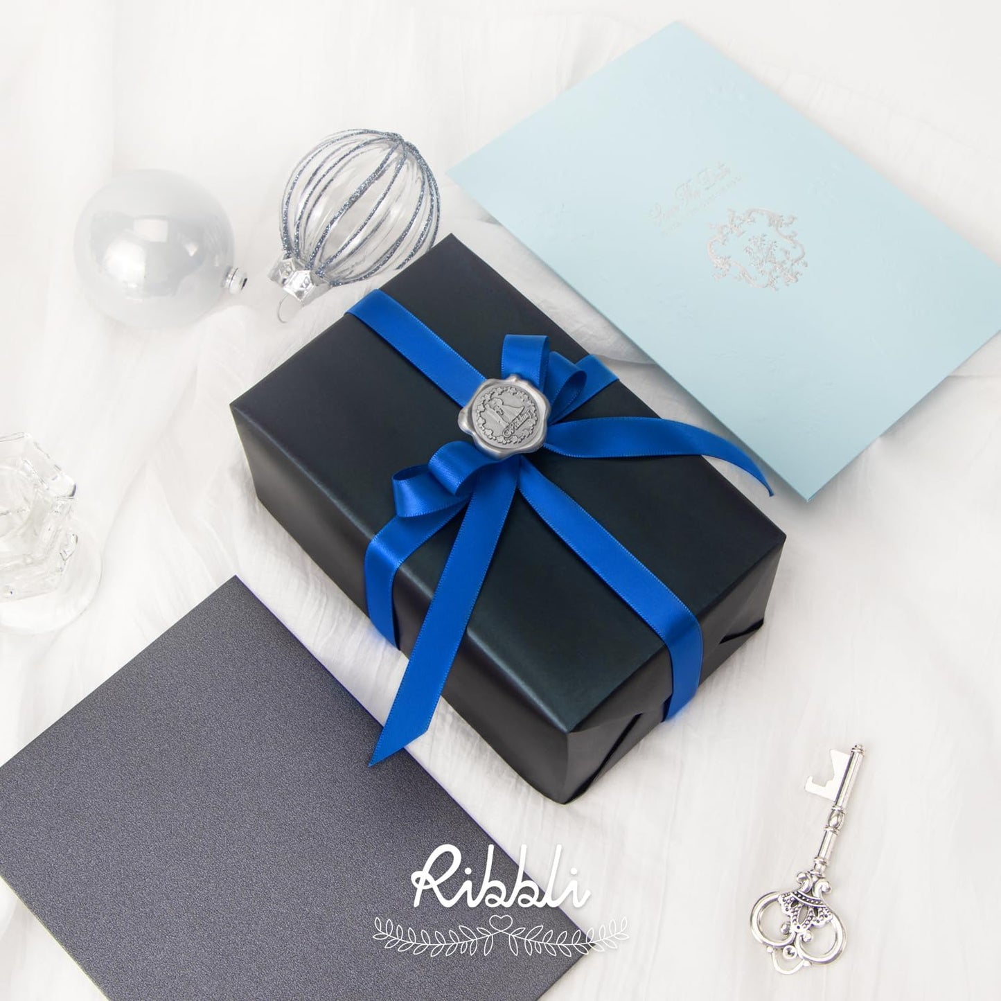 Ribbli Royal Blue Satin Ribbon Double Faced Satin 1/2 Inch x Continuous 100 Yards-Blue Ribbon for Gift Wrapping Crafts Wedding Decoration Bows Bouquet Floral Arrangement