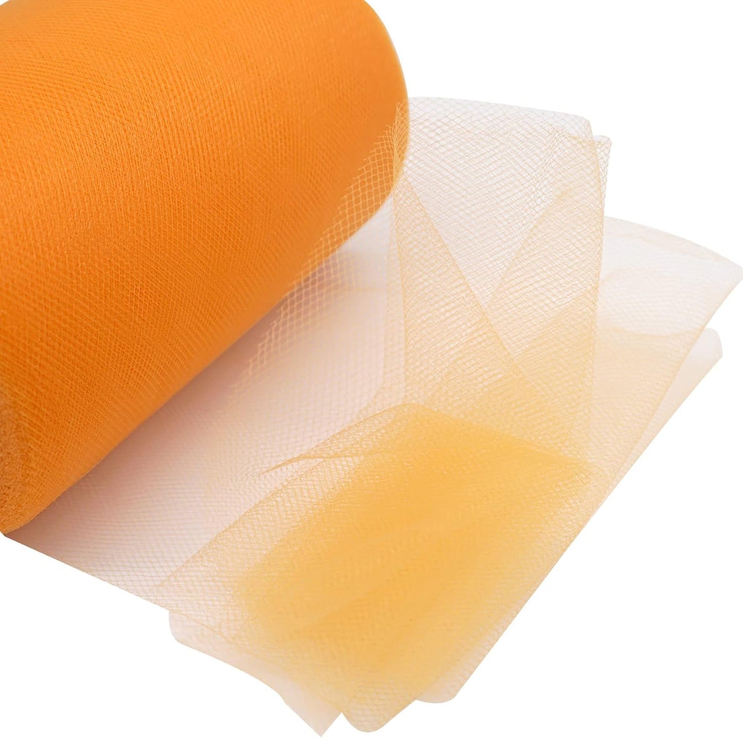 Orange Tulle Fabric Roll 6 Inch X 300 FT (100 Yards) Matte Tulle Ribbon Netting Mesh Spool for DIY Tutu Skirt Wedding Bow Gift Wrapping Baby Shower Christmas Party Halloween Decorations